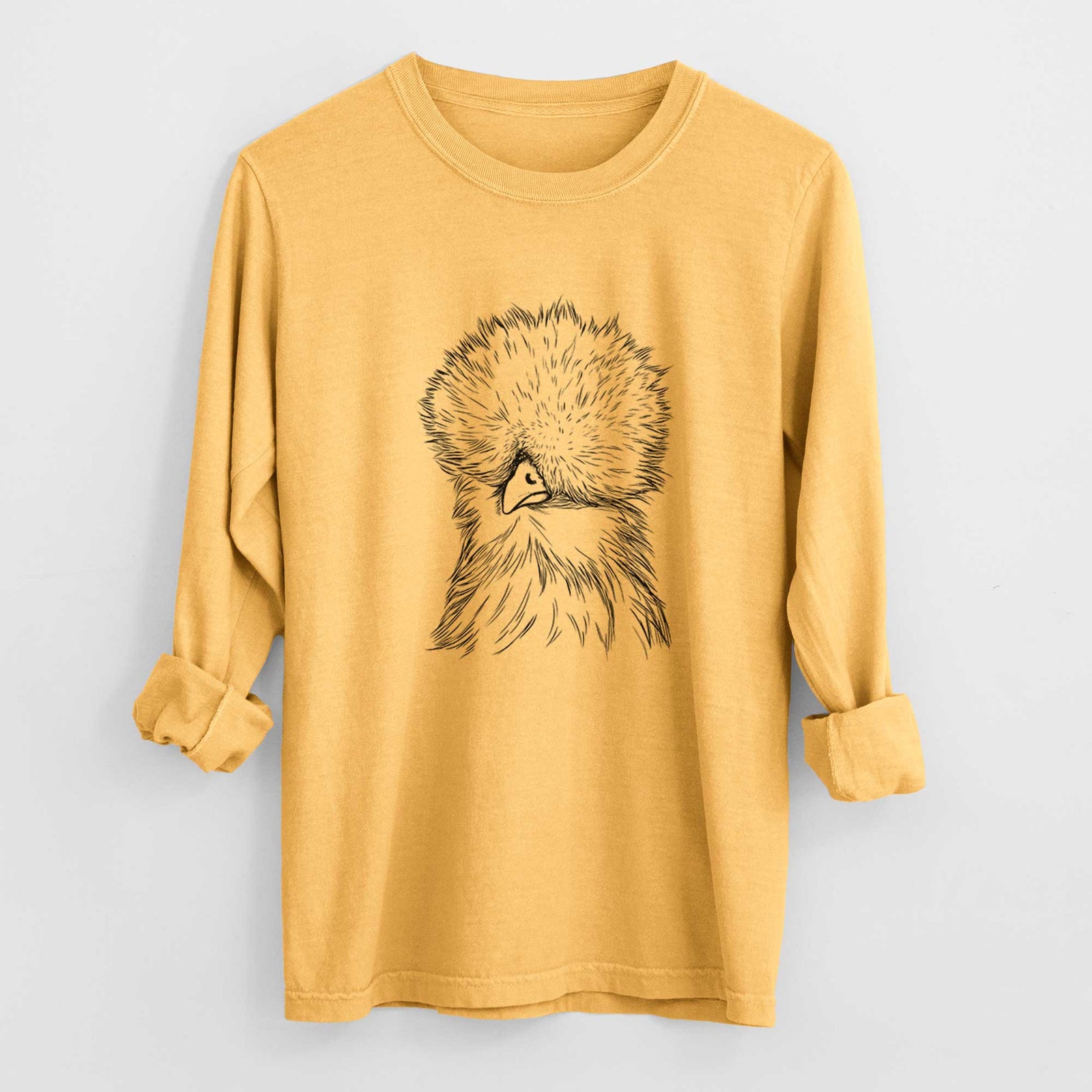 Bare Sally the Silkie Chicken - Men's Heavyweight 100% Cotton Long Sleeve