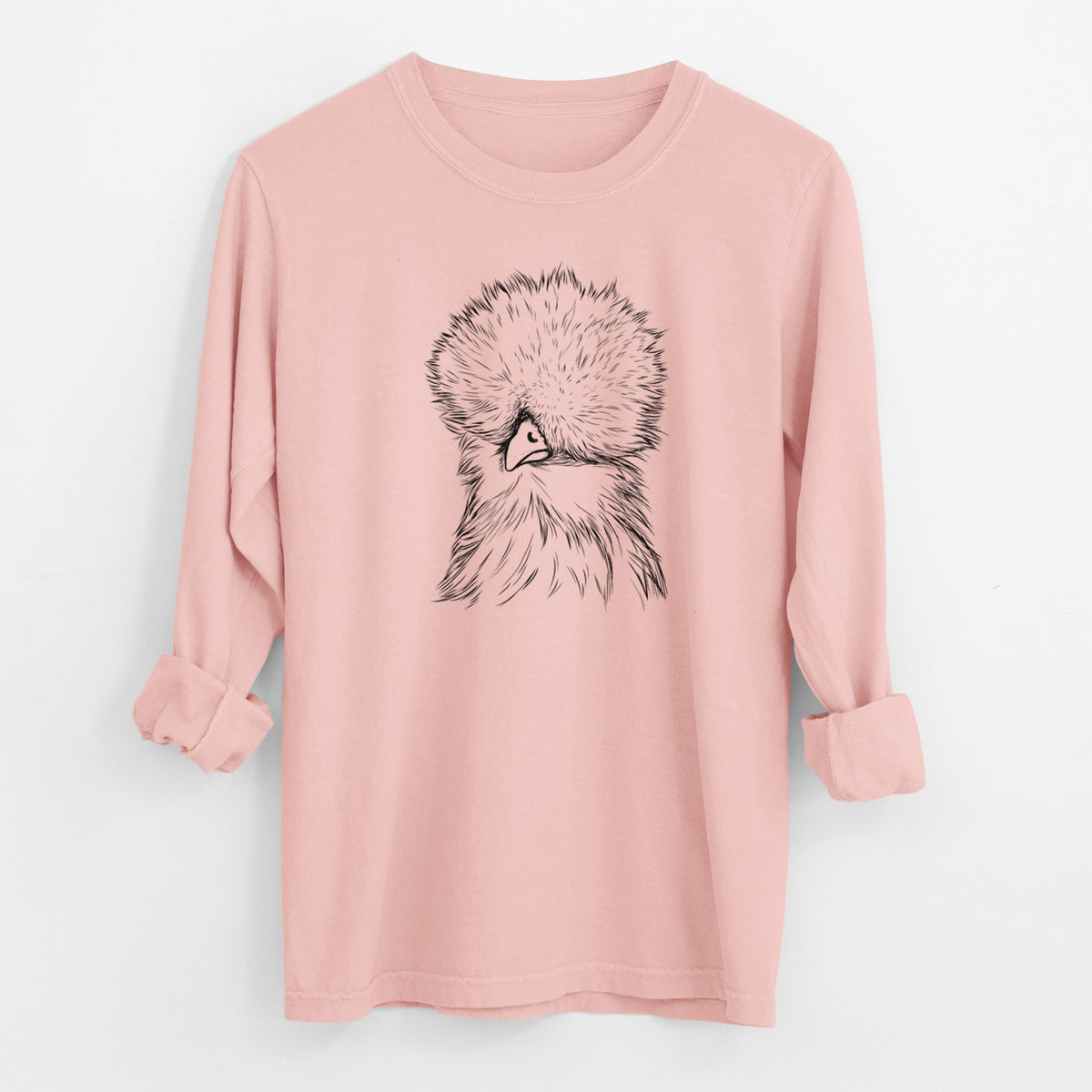 Bare Sally the Silkie Chicken - Men's Heavyweight 100% Cotton Long Sleeve