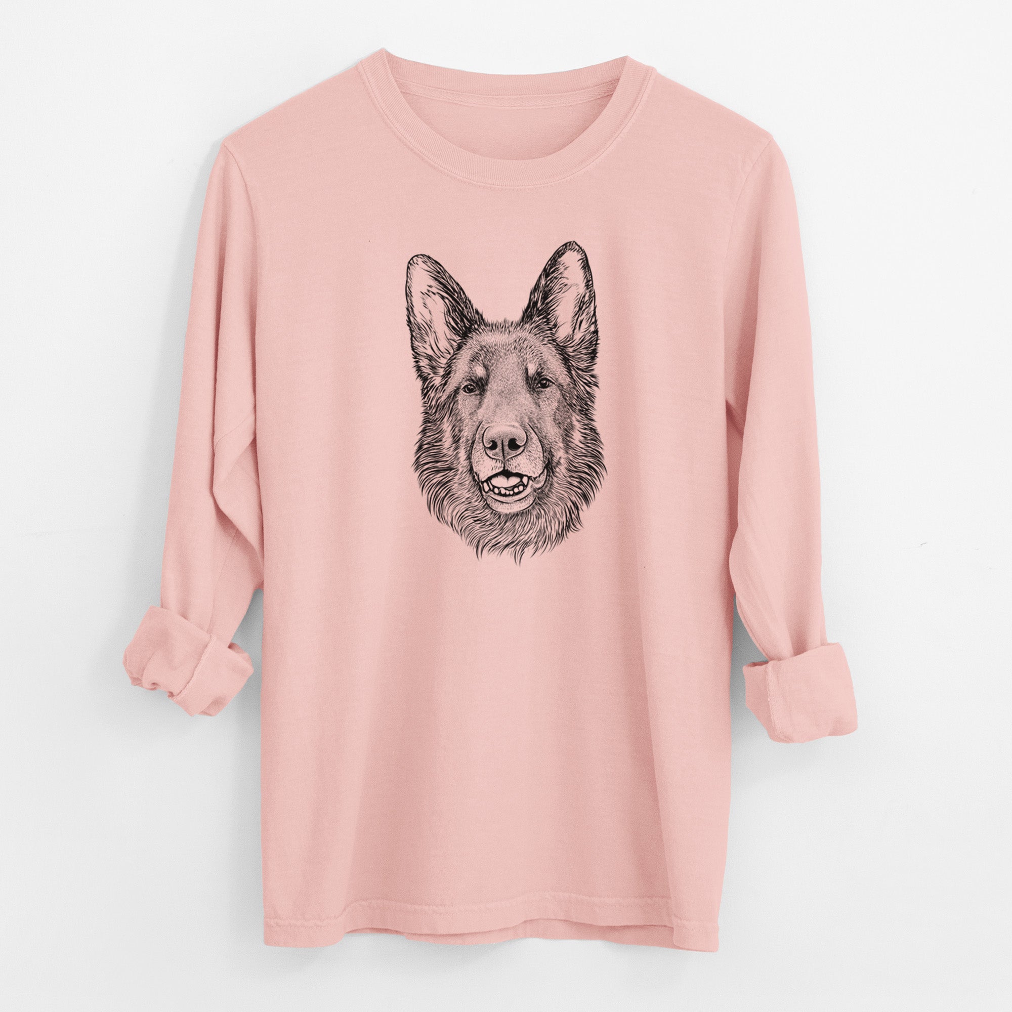 Bare Sammie the German Shepherd - Men's Heavyweight 100% Cotton Long Sleeve