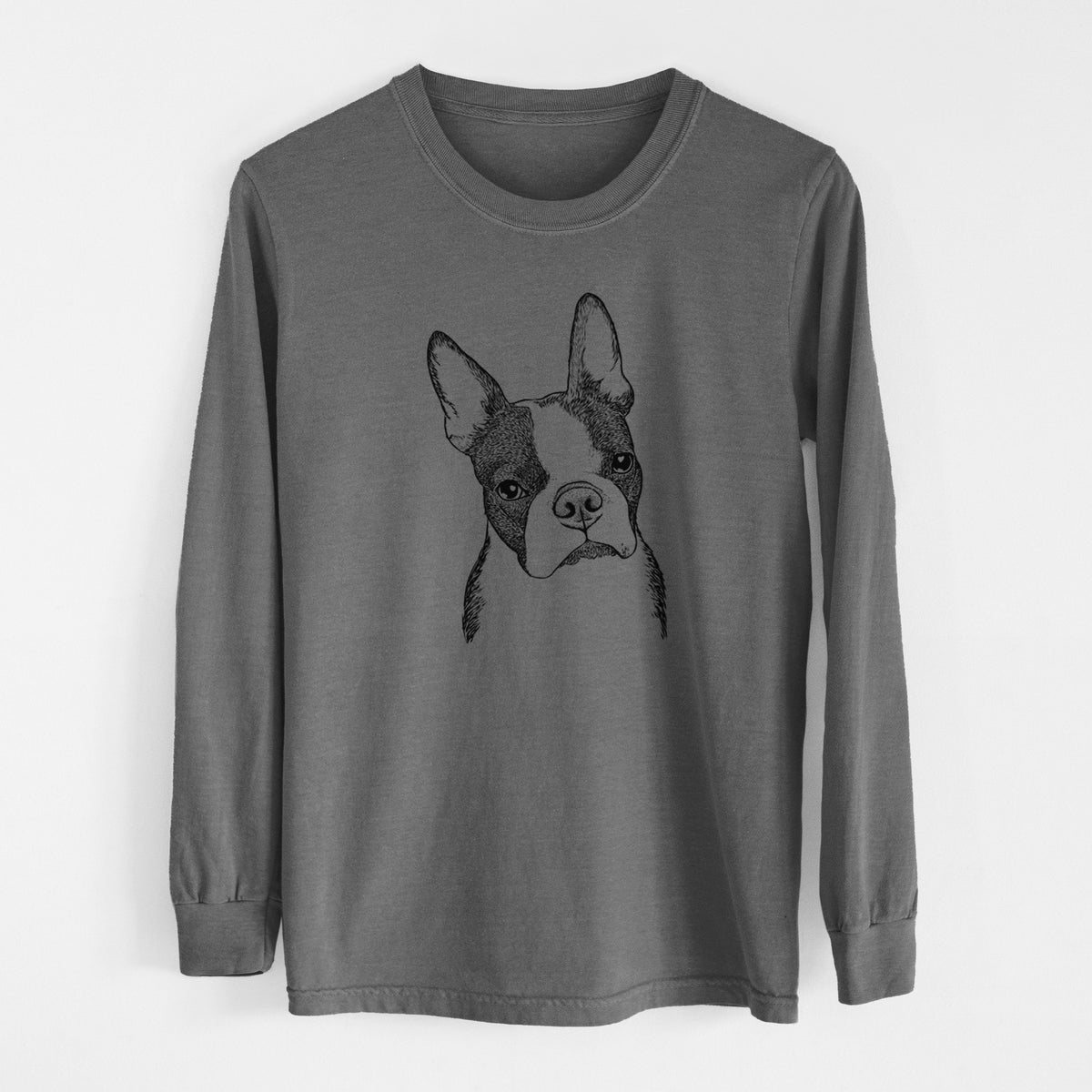 Bare Samuel the Boston Terrier - Men's Heavyweight 100% Cotton Long Sleeve