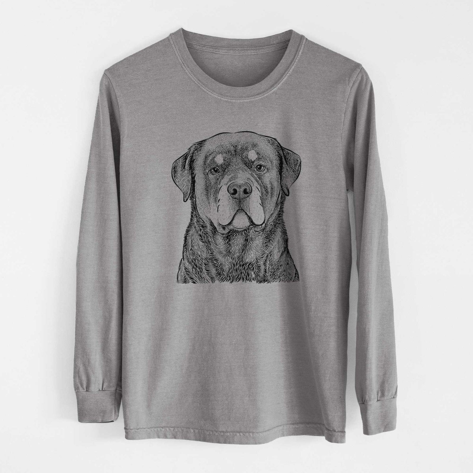 Bare Sarge the Rottweiler - Men's Heavyweight 100% Cotton Long Sleeve