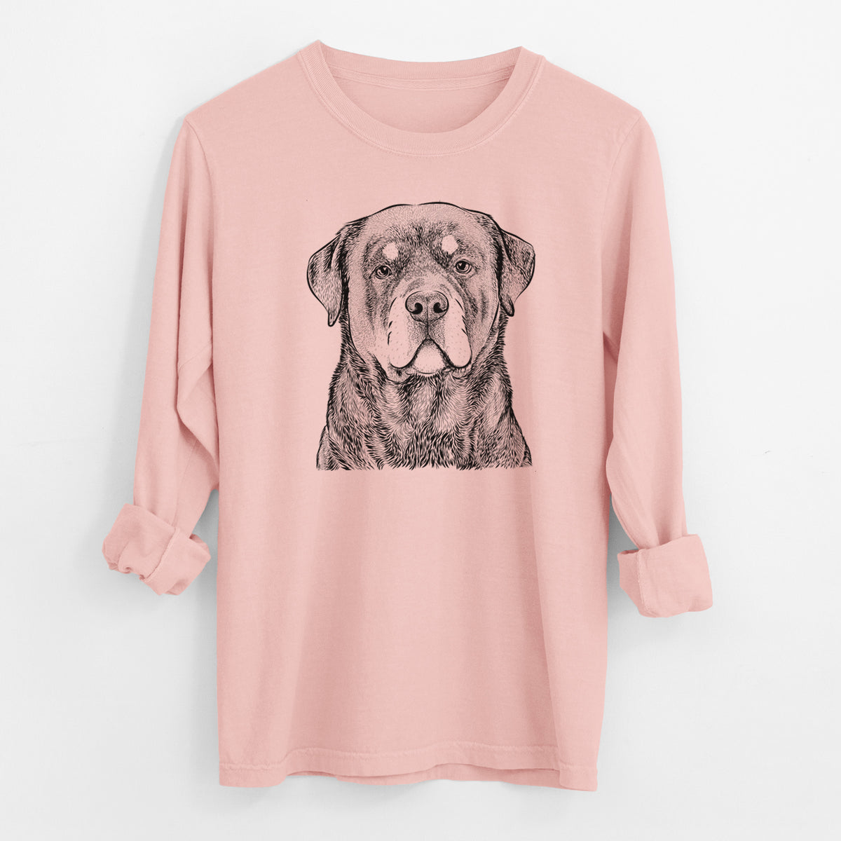 Bare Sarge the Rottweiler - Men's Heavyweight 100% Cotton Long Sleeve