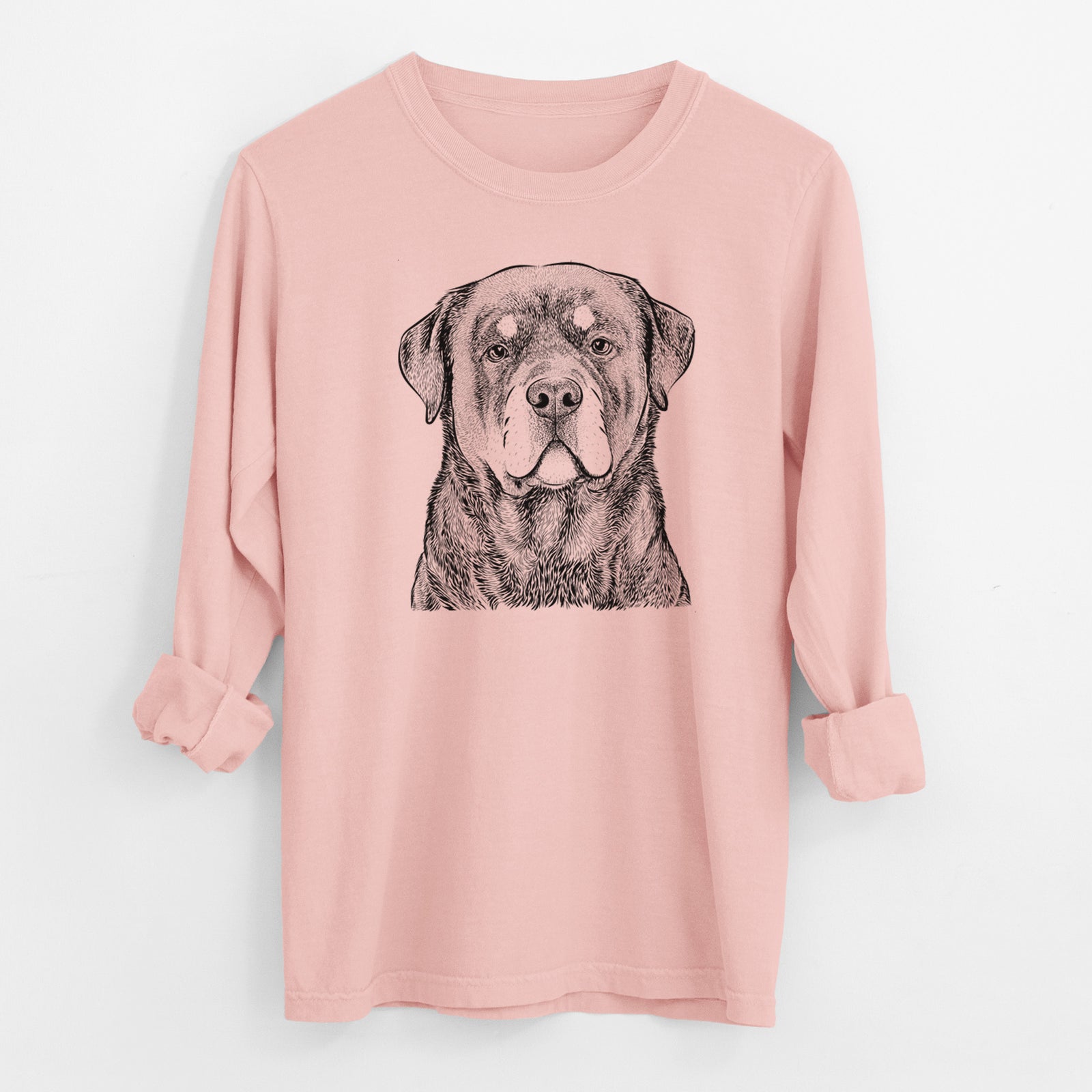 Bare Sarge the Rottweiler - Men's Heavyweight 100% Cotton Long Sleeve