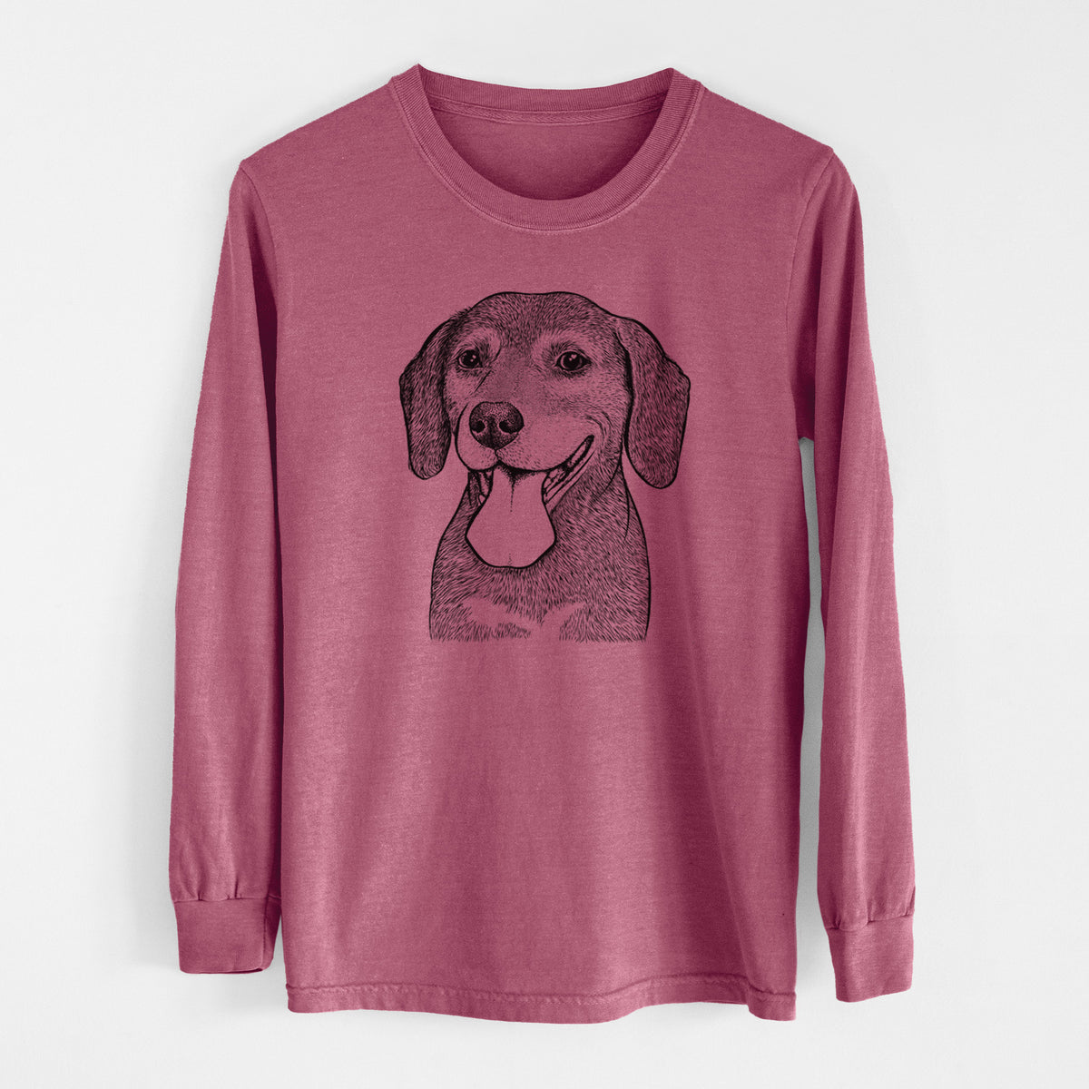 Bare Scarlett the Beagle - Men's Heavyweight 100% Cotton Long Sleeve
