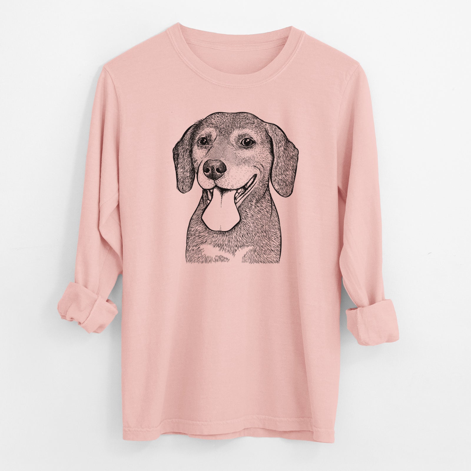 Bare Scarlett the Beagle - Men's Heavyweight 100% Cotton Long Sleeve