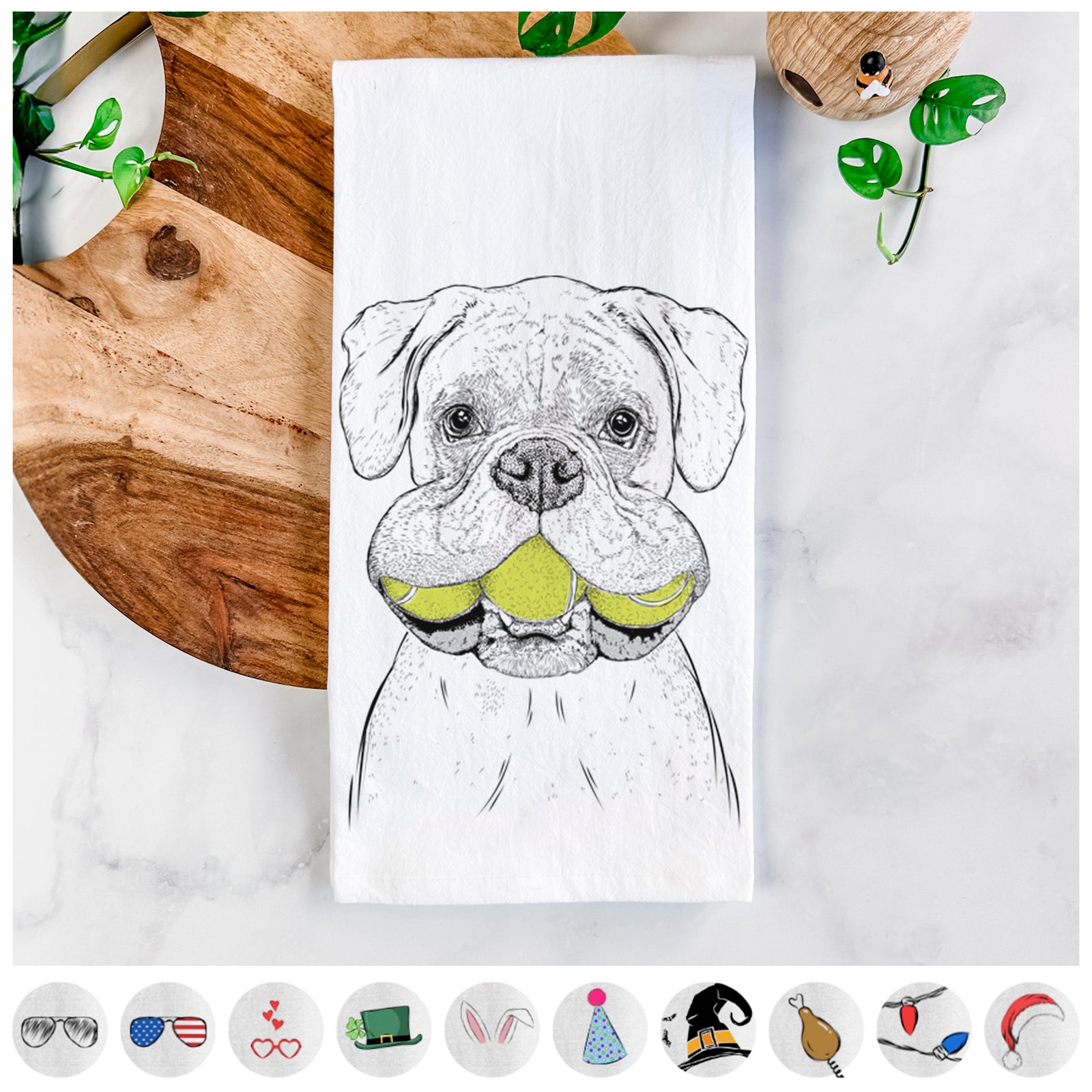 Seamus the Boxer Tea Towel