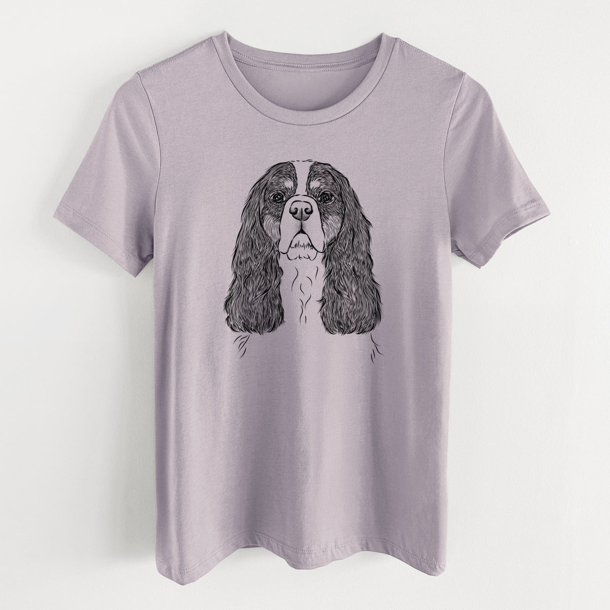 Bare Sebastian the Cavalier King Charles Spaniel - Women&#39;s Lightweight Relaxed Fit 100% Cotton Crewneck