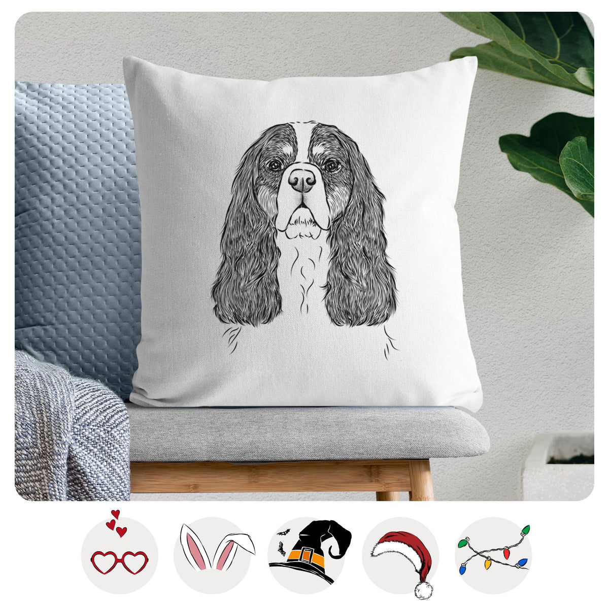 Sebastian the Cavalier King Charles Spaniel - Throw Pillow Cover