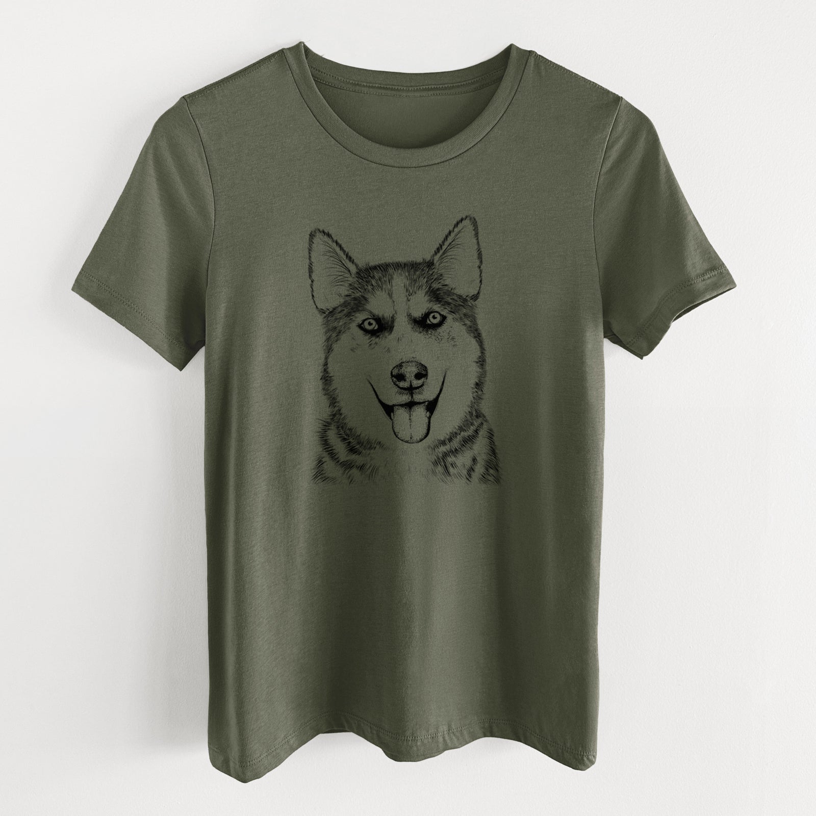Bare Sesi the Siberian Husky - Women's Lightweight Relaxed Fit 100% Cotton Crewneck