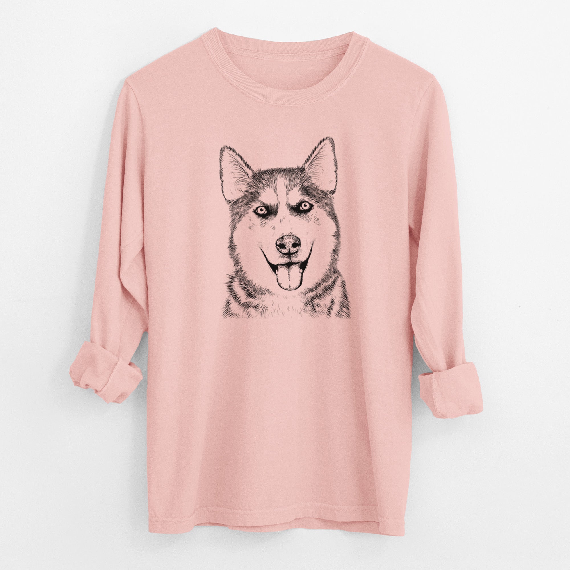 Bare Sesi the Siberian Husky - Men's Heavyweight 100% Cotton Long Sleeve