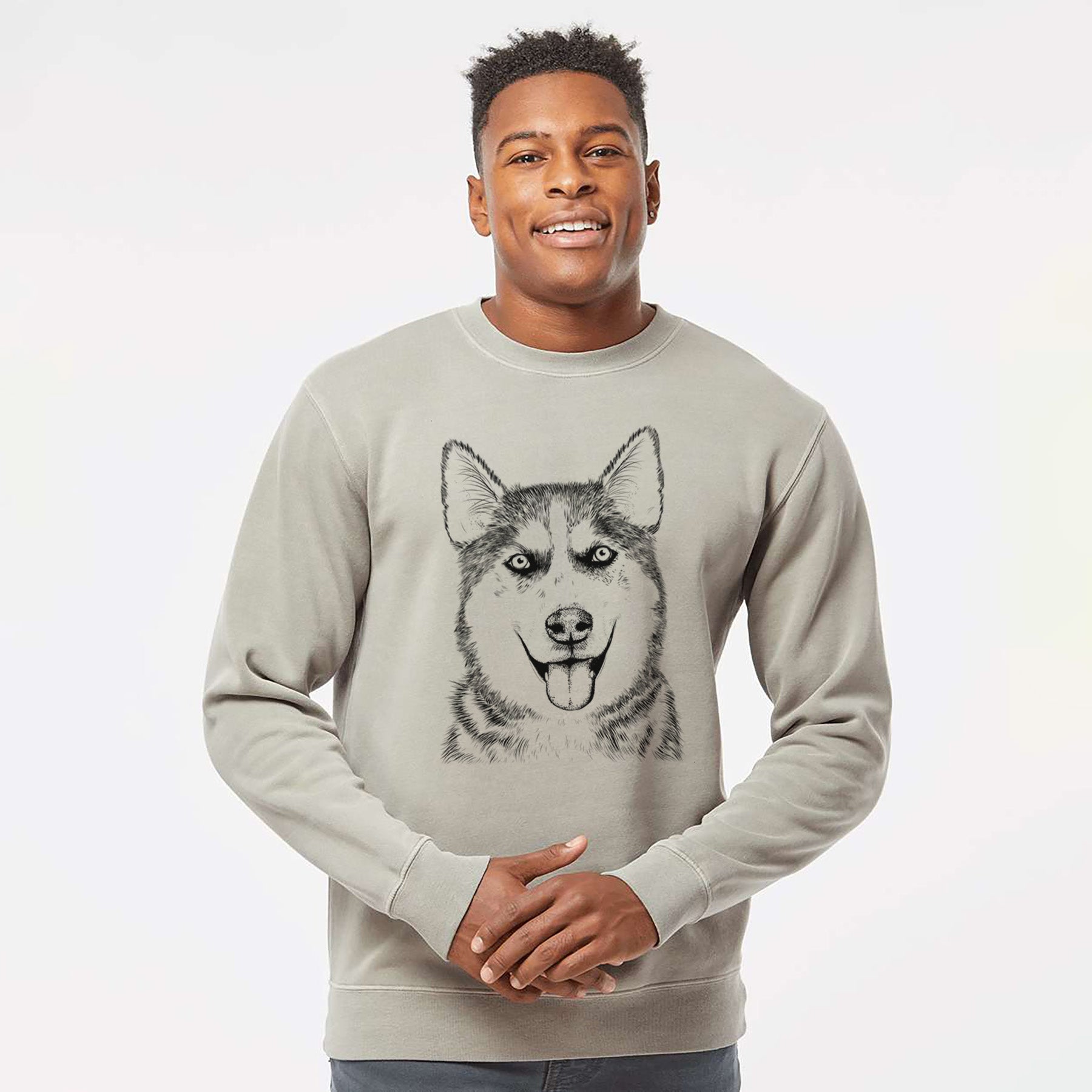 Bare Sesi the Siberian Husky - Unisex Pigment Dyed Crew Sweatshirt