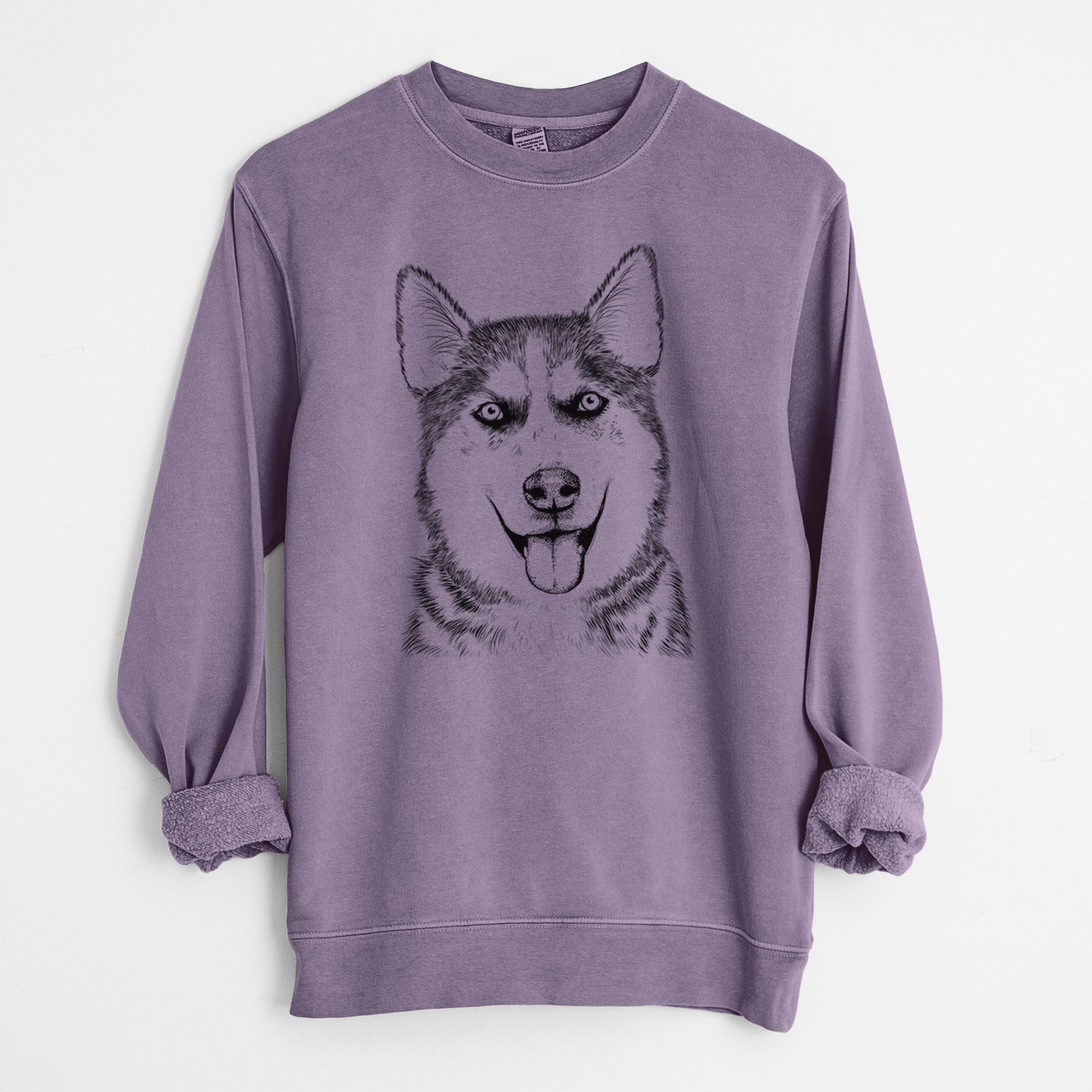 Bare Sesi the Siberian Husky - Unisex Pigment Dyed Crew Sweatshirt