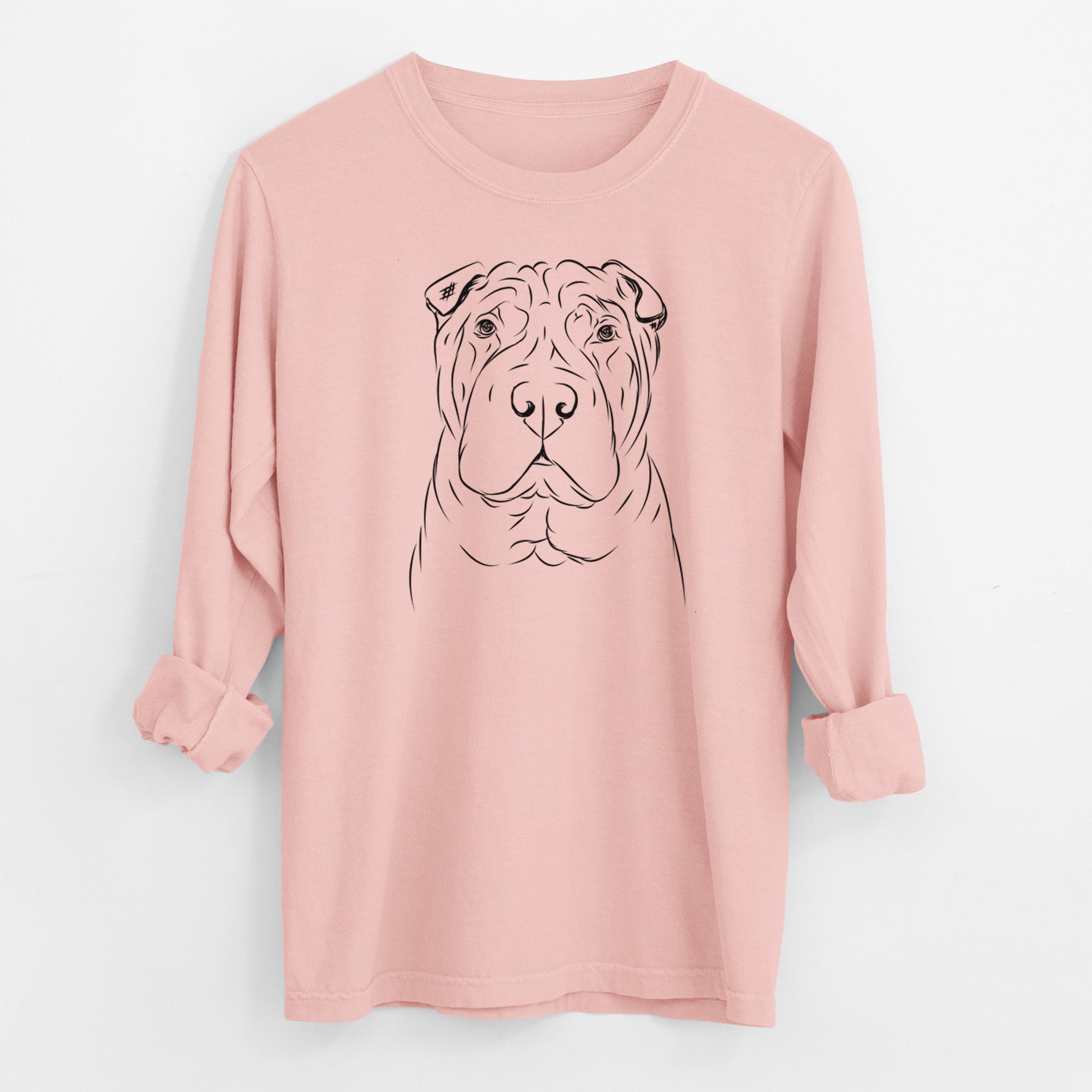 Bare Sharpy the Shar Pei - Men's Heavyweight 100% Cotton Long Sleeve