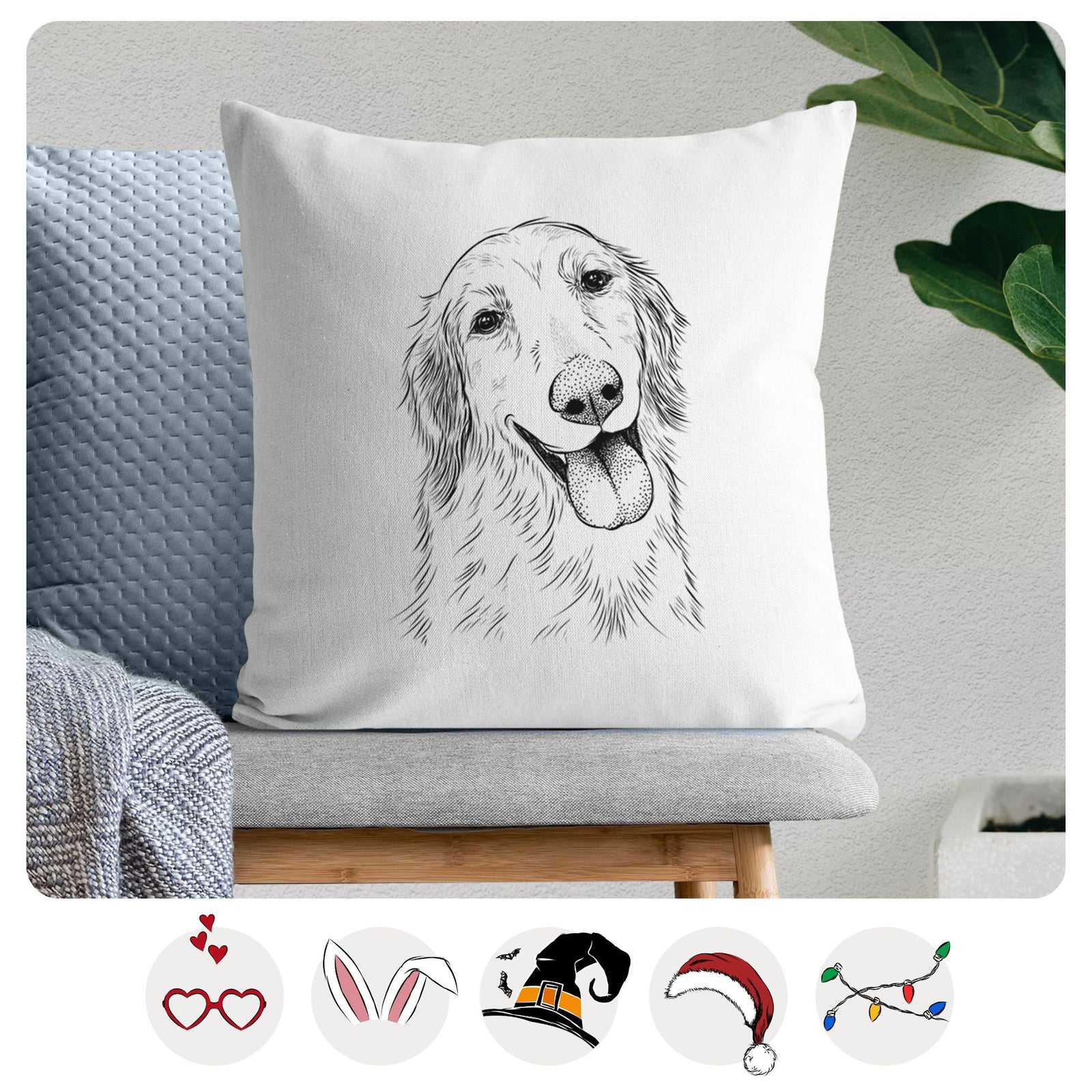Shelby the Golden Retriever - Throw Pillow Cover