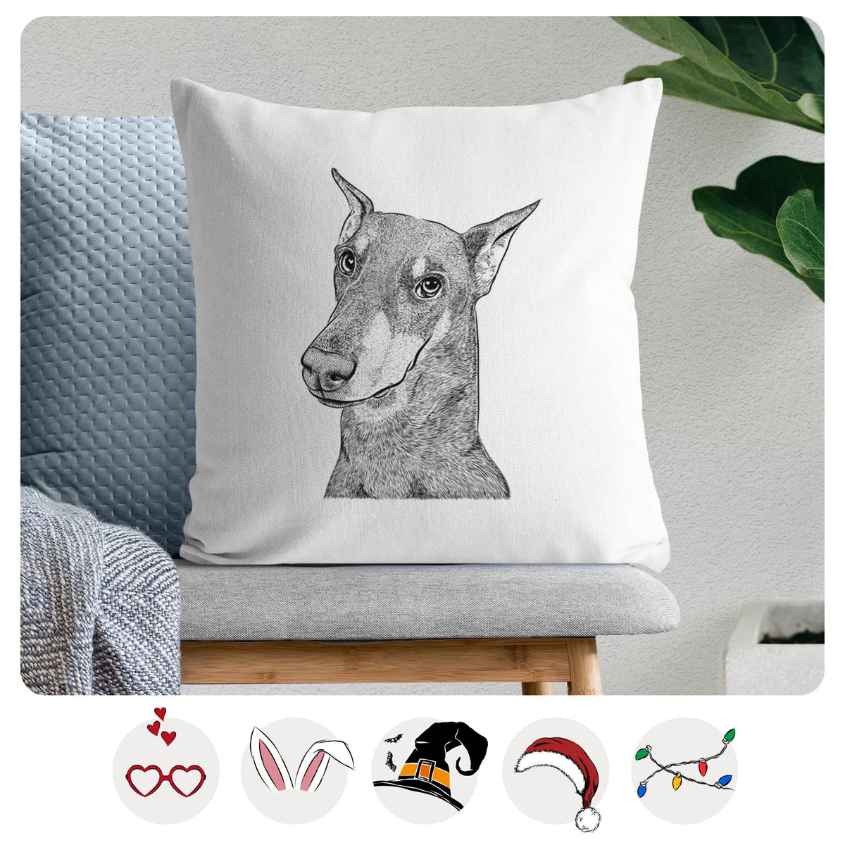 Shelby the Doberman Pinscher - Throw Pillow Cover