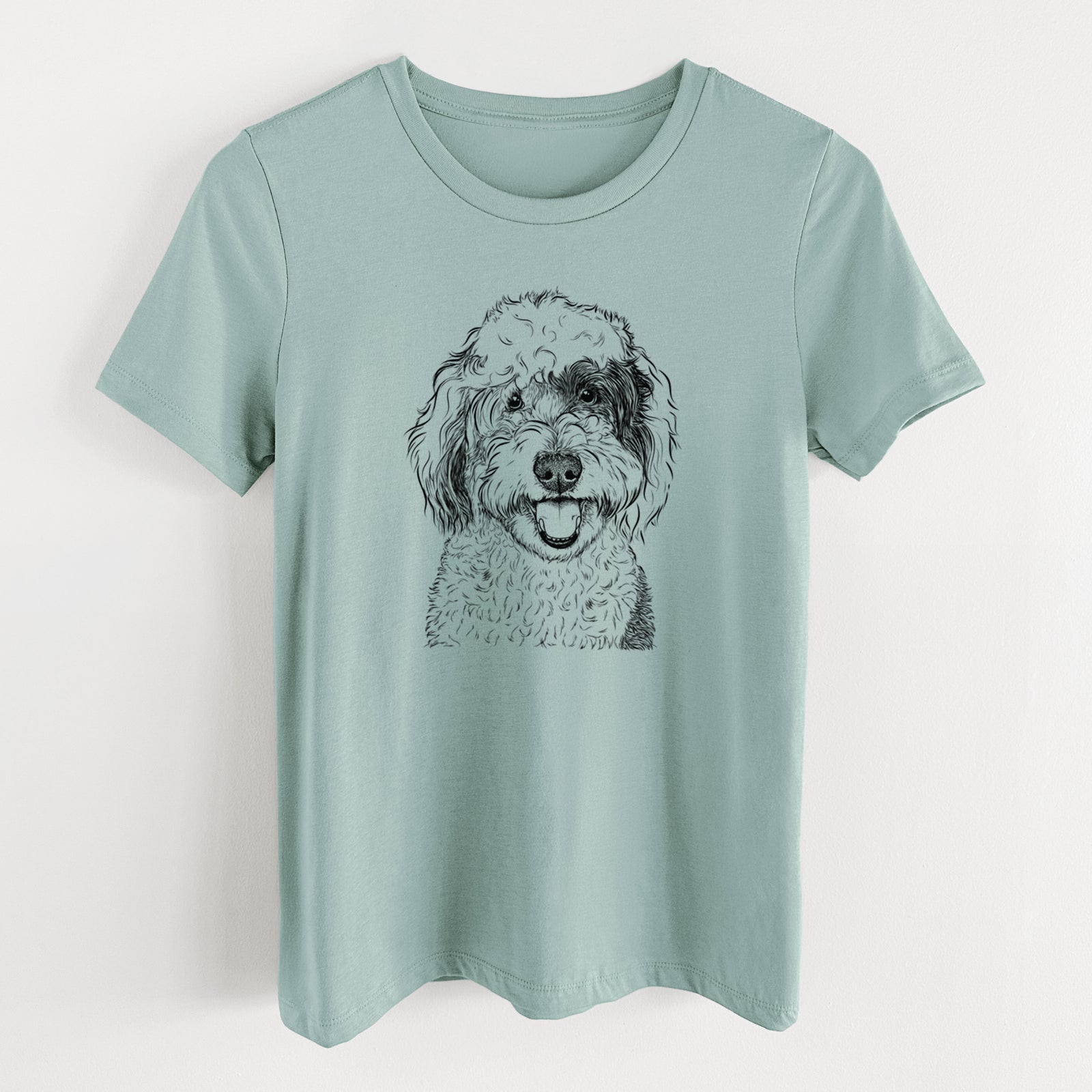 Bare Sherlock the Sheepadoodle - Women's Lightweight Relaxed Fit 100% Cotton Crewneck