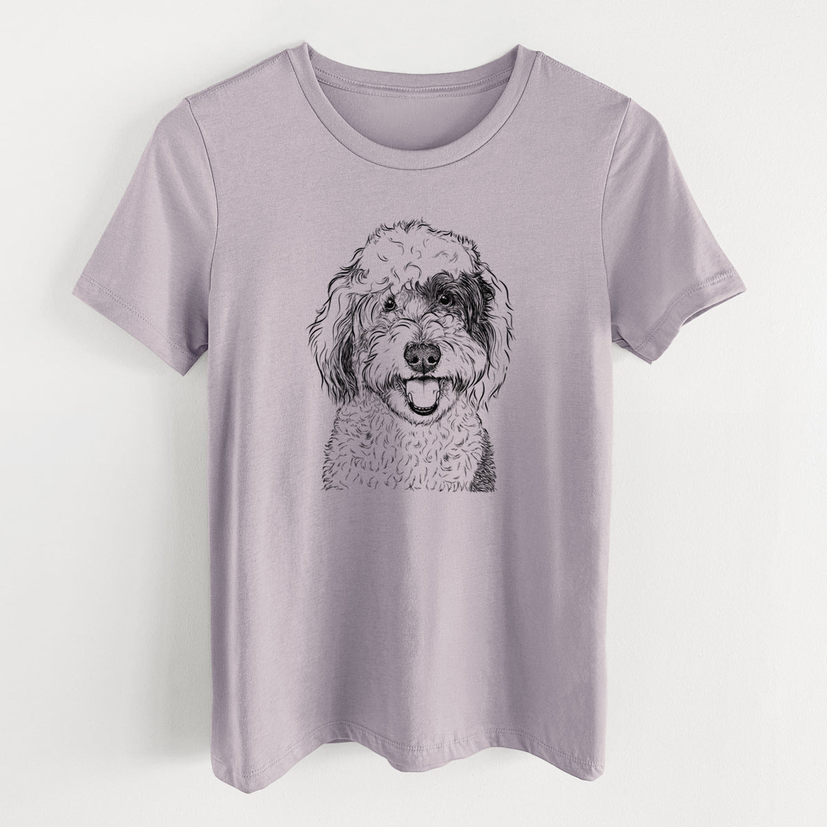 Bare Sherlock the Sheepadoodle - Women&#39;s Lightweight Relaxed Fit 100% Cotton Crewneck