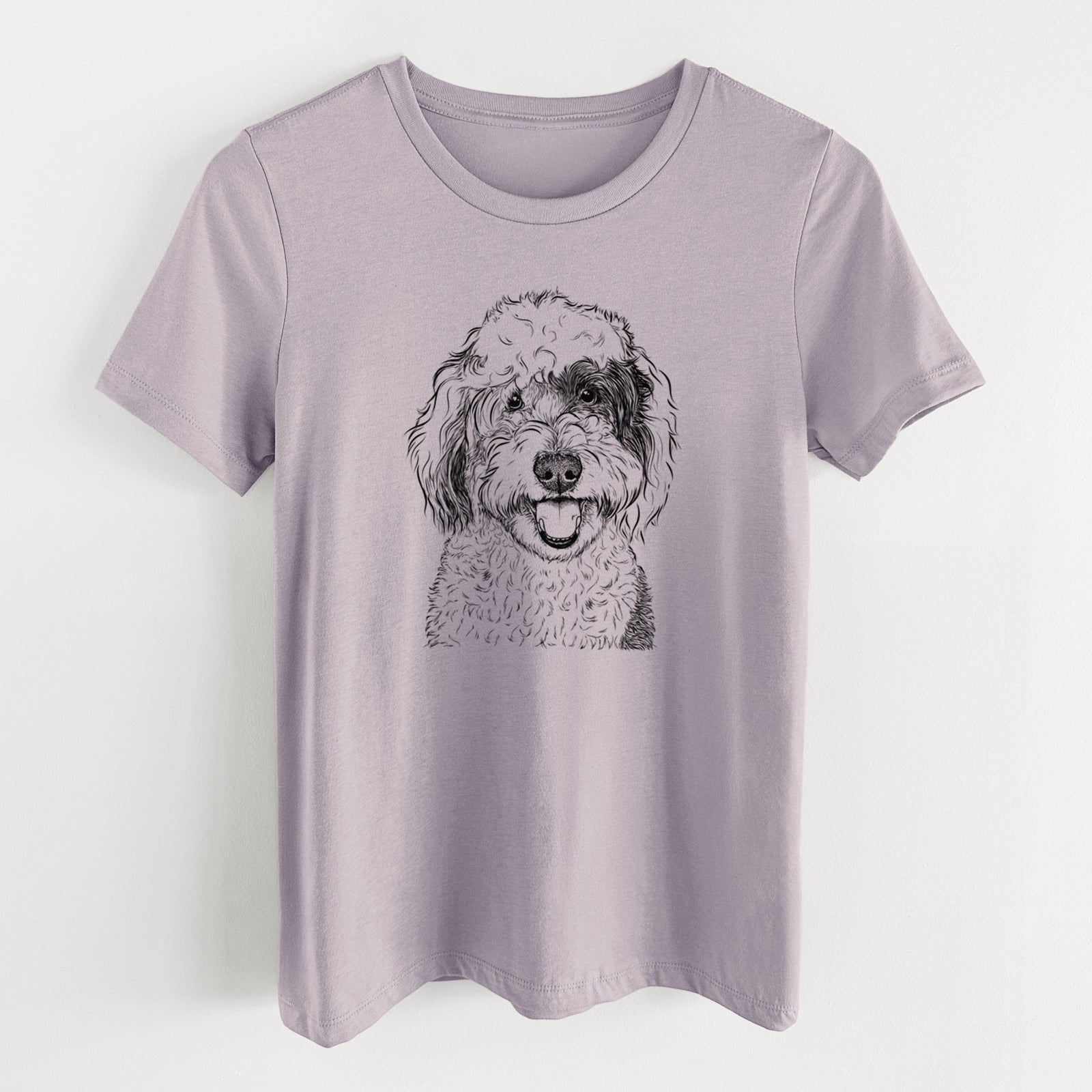 Bare Sherlock the Sheepadoodle - Women's Lightweight Relaxed Fit 100% Cotton Crewneck