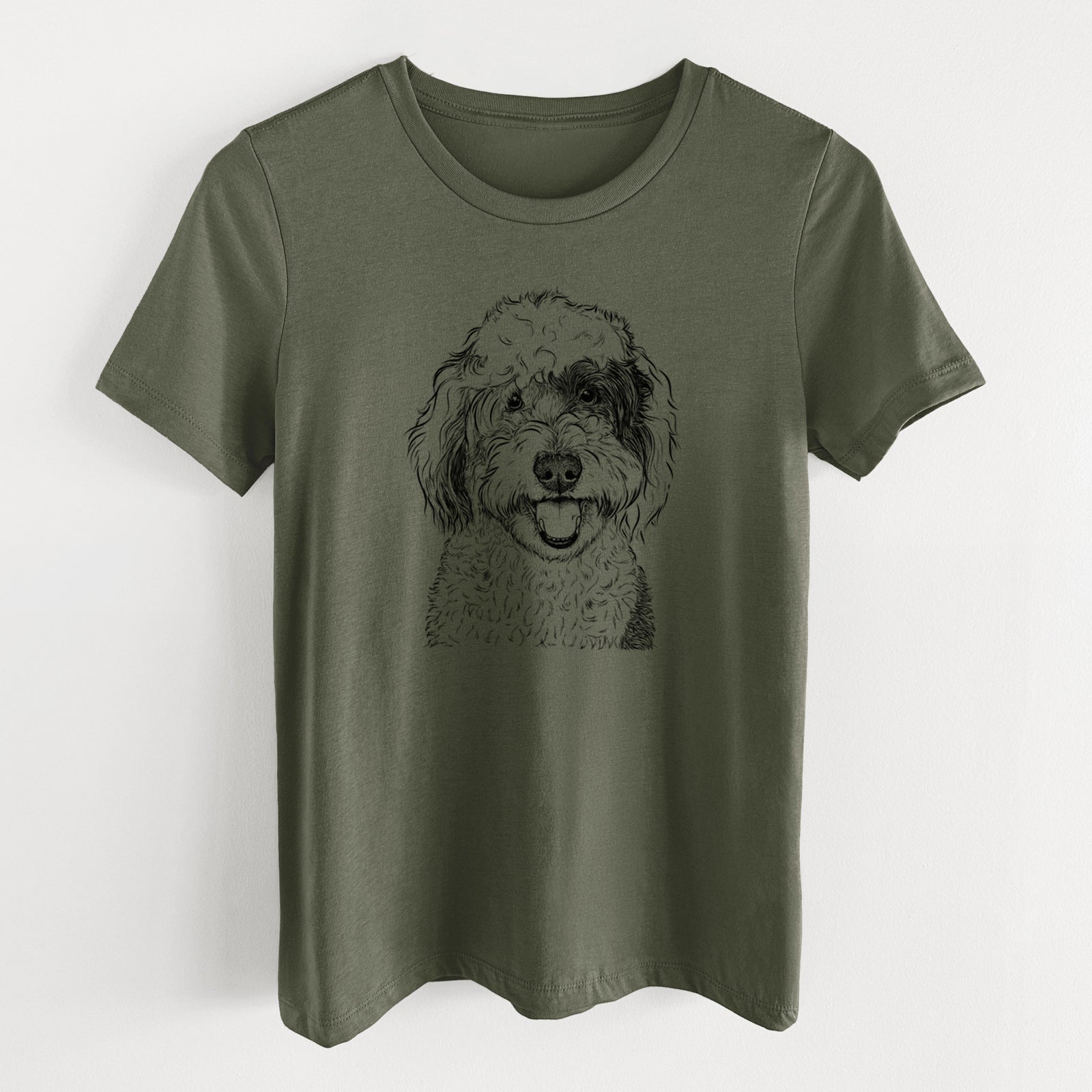 Bare Sherlock the Sheepadoodle - Women's Lightweight Relaxed Fit 100% Cotton Crewneck