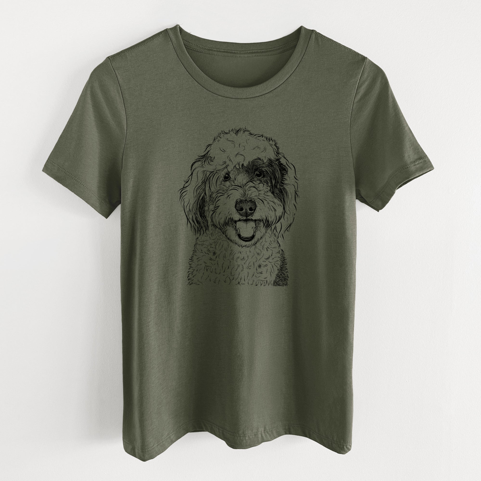 Bare Sherlock the Sheepadoodle - Women's Lightweight Relaxed Fit 100% Cotton Crewneck