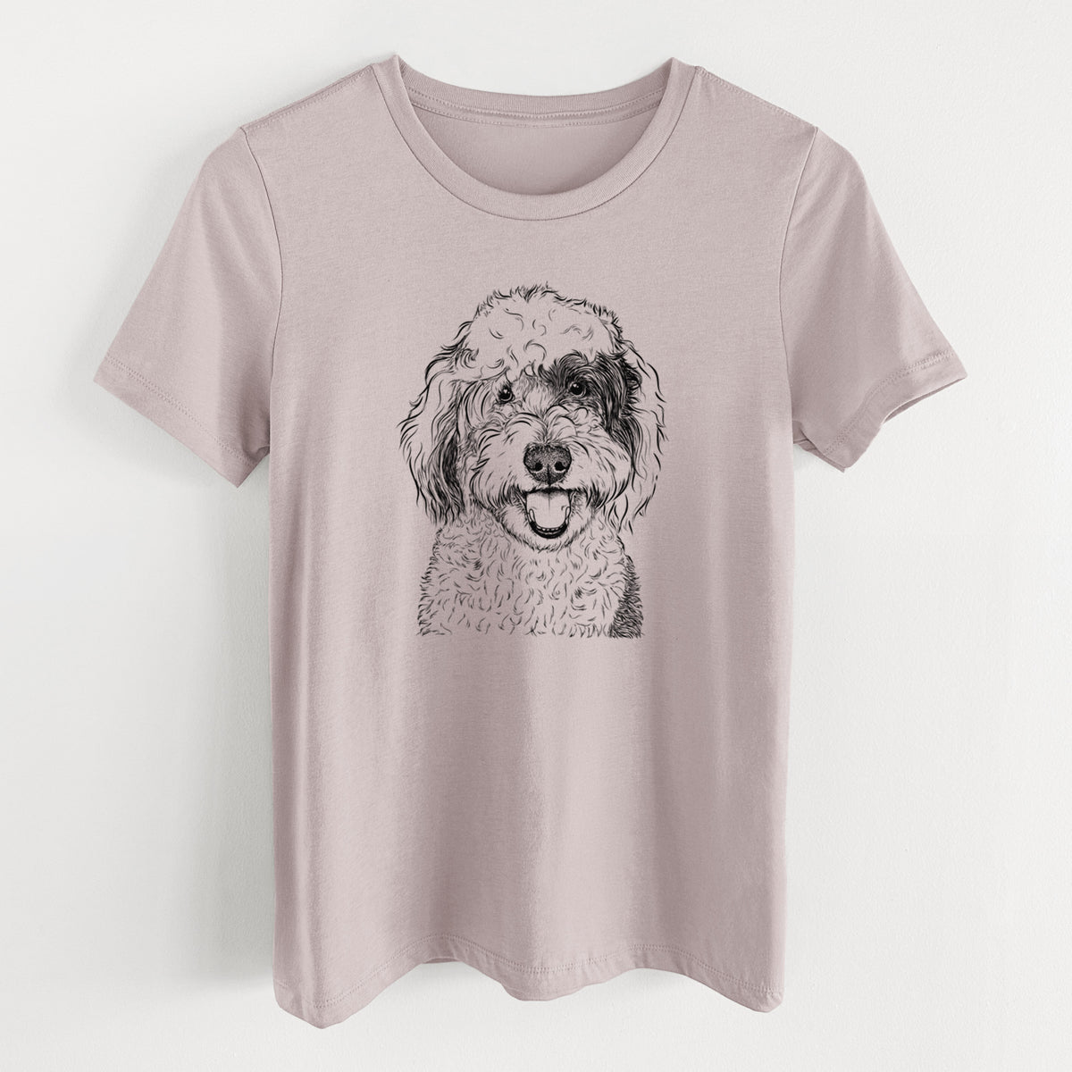 Bare Sherlock the Sheepadoodle - Women's Lightweight Relaxed Fit 100% Cotton Crewneck