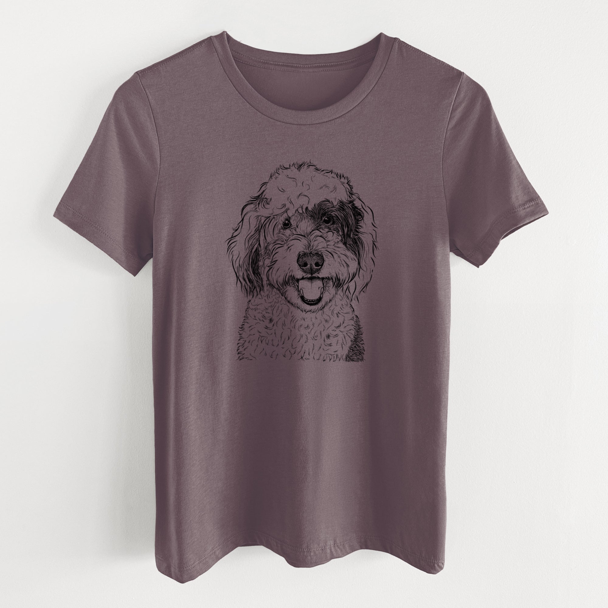 Bare Sherlock the Sheepadoodle - Women's Lightweight Relaxed Fit 100% Cotton Crewneck