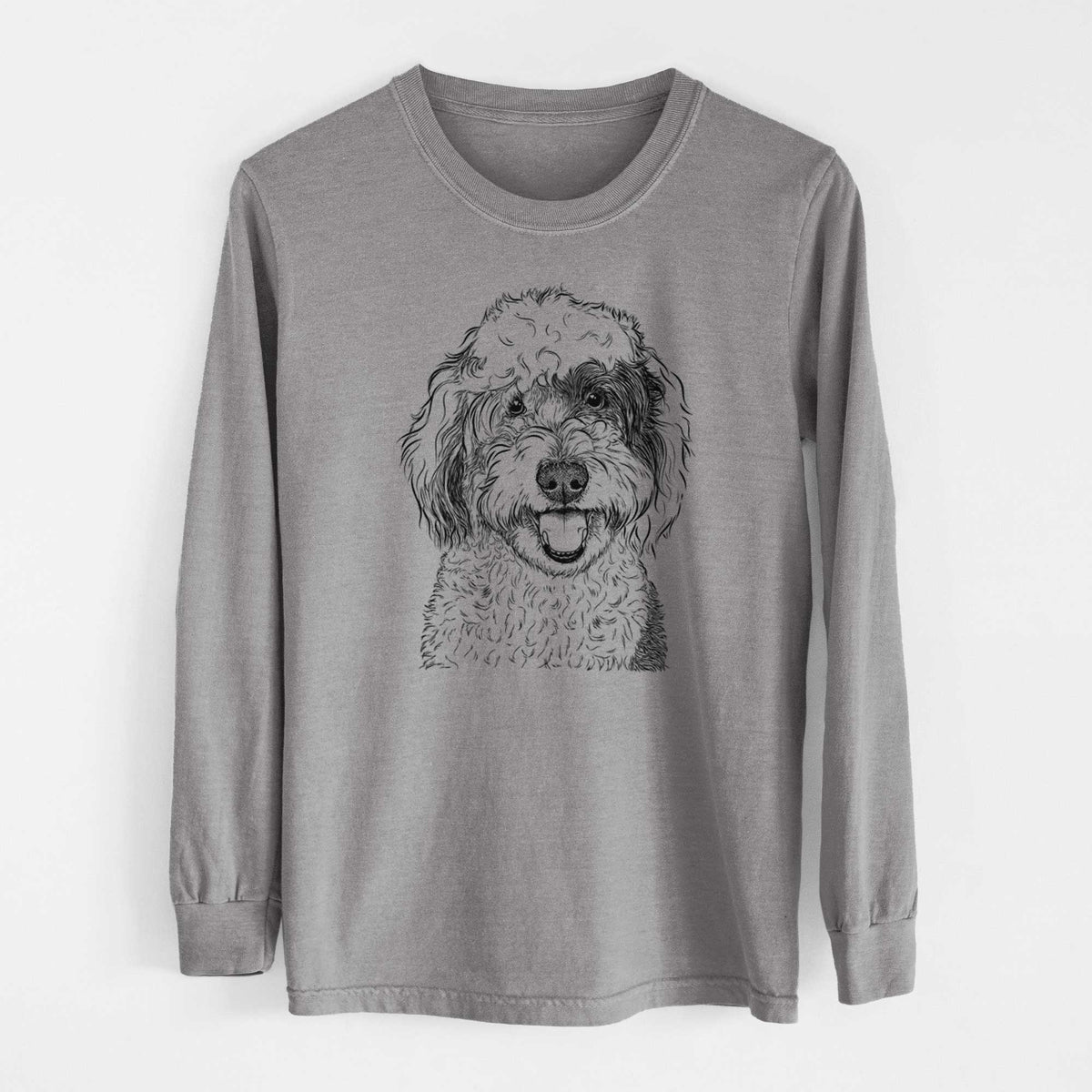 Bare Sherlock the Sheepadoodle - Men's Heavyweight 100% Cotton Long Sleeve