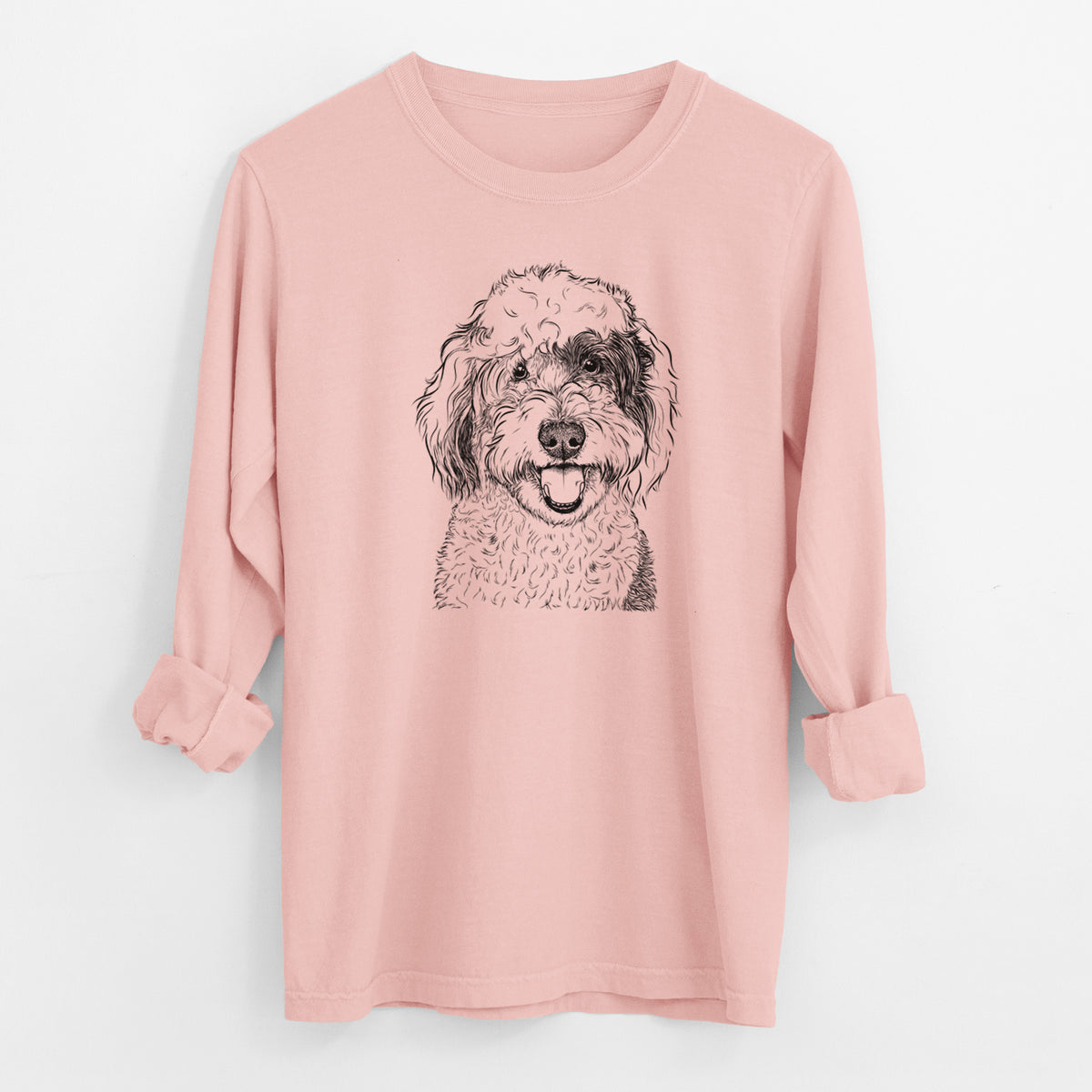 Bare Sherlock the Sheepadoodle - Men's Heavyweight 100% Cotton Long Sleeve