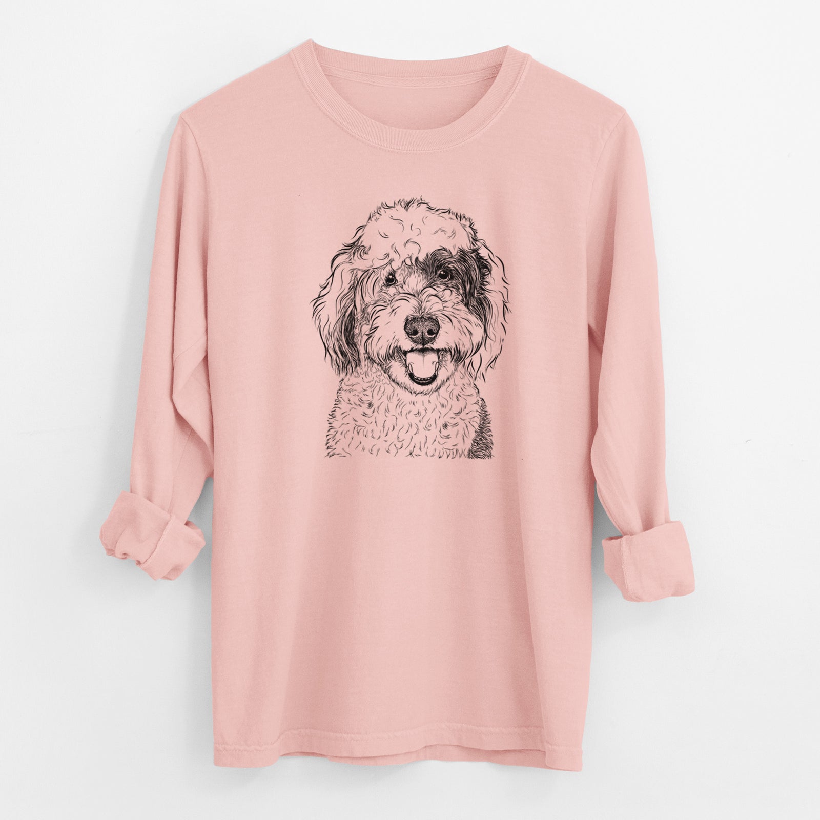 Bare Sherlock the Sheepadoodle - Men's Heavyweight 100% Cotton Long Sleeve