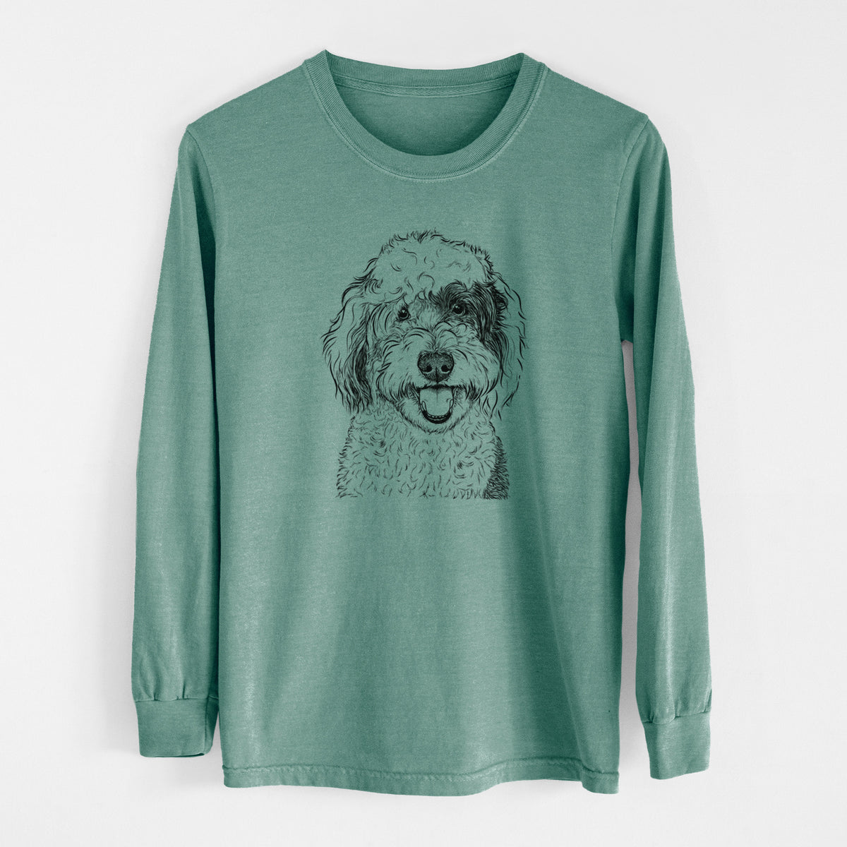 Bare Sherlock the Sheepadoodle - Men's Heavyweight 100% Cotton Long Sleeve