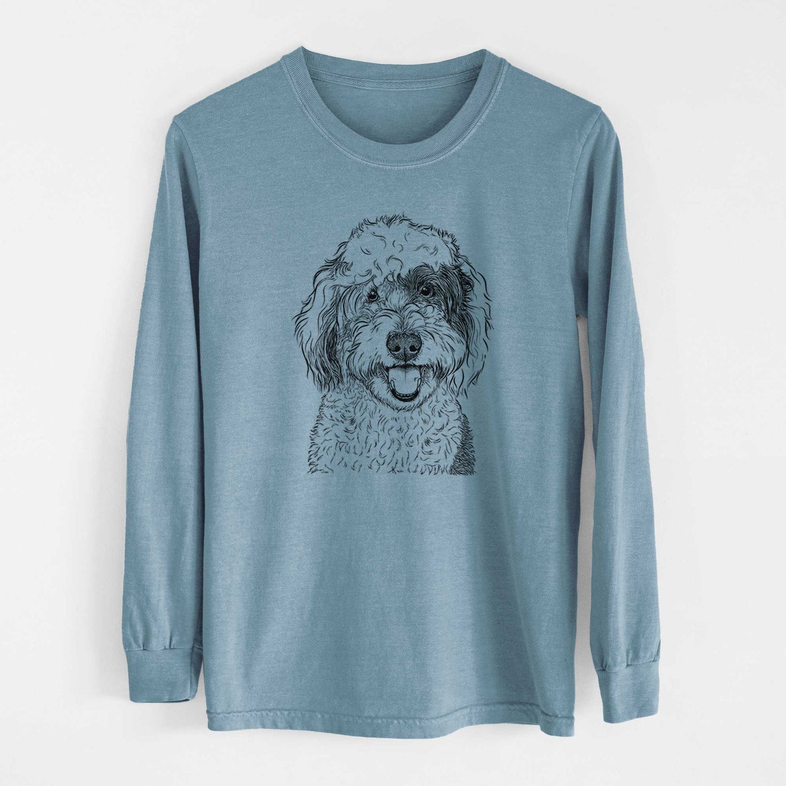Bare Sherlock the Sheepadoodle - Men's Heavyweight 100% Cotton Long Sleeve