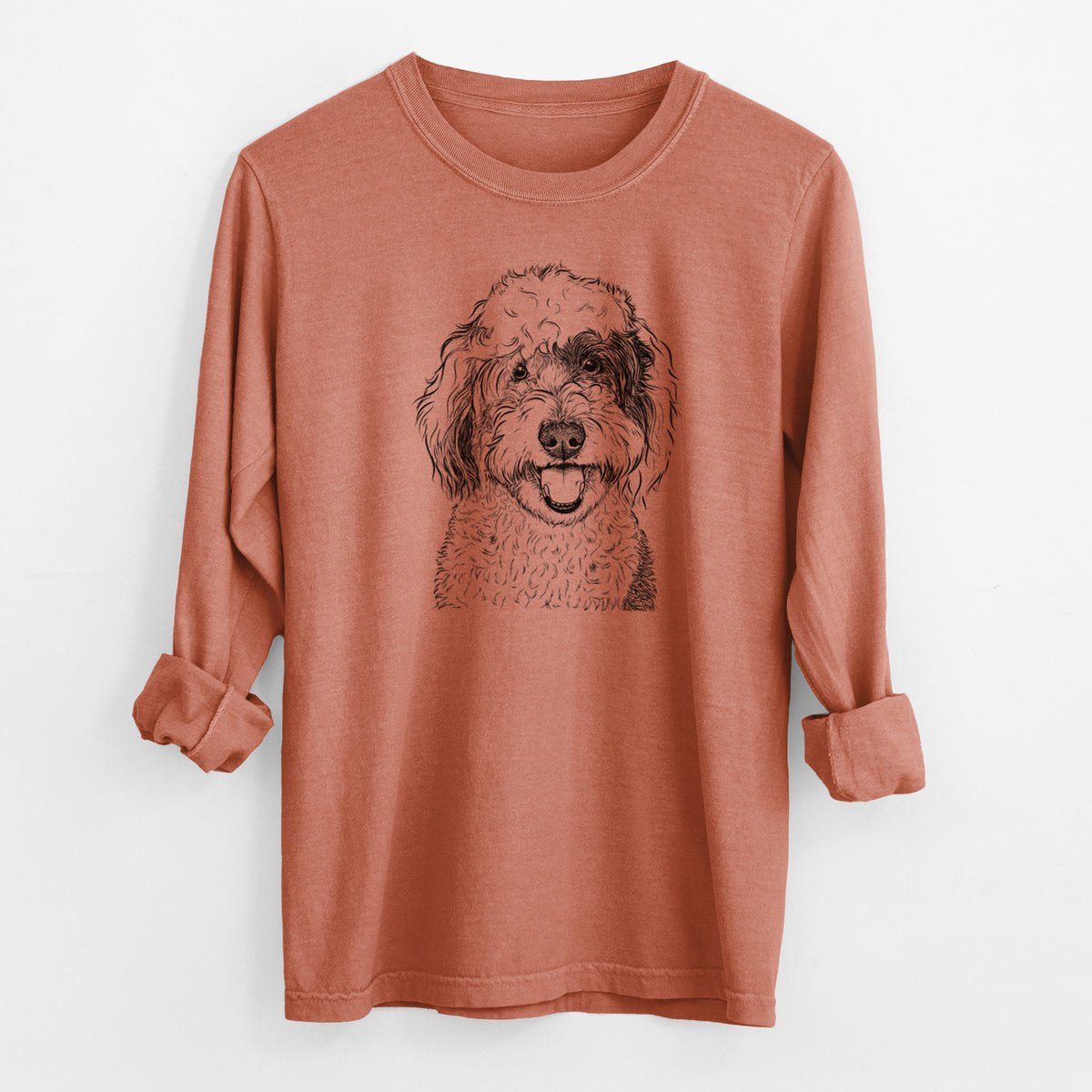 Bare Sherlock the Sheepadoodle - Men's Heavyweight 100% Cotton Long Sleeve