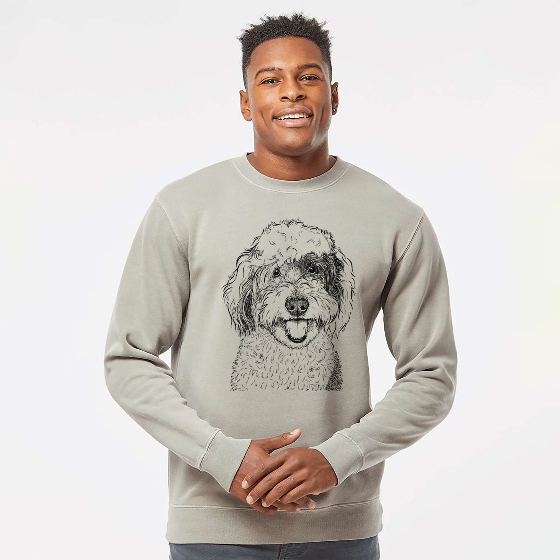 Bare Sherlock the Sheepadoodle - Unisex Pigment Dyed Crew Sweatshirt