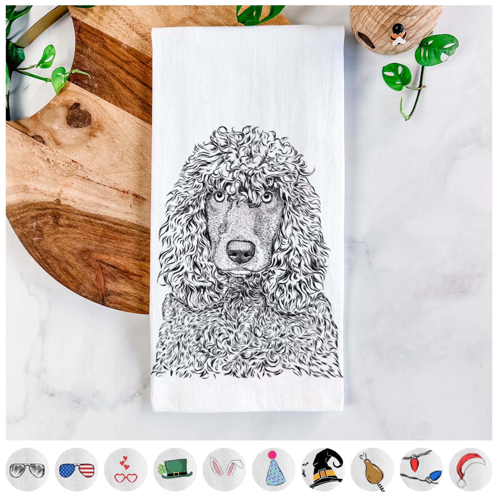 Shilo the Irish Water Spaniel Tea Towel