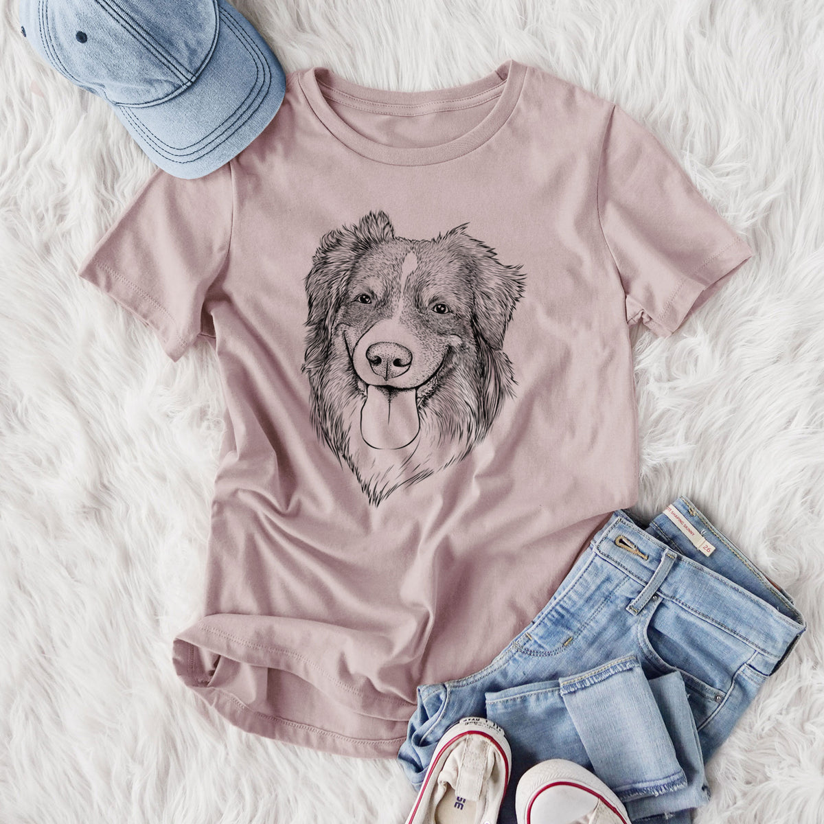 Bare Siena the Australian Shepherd - Women's Lightweight Relaxed Fit 100% Cotton Crewneck
