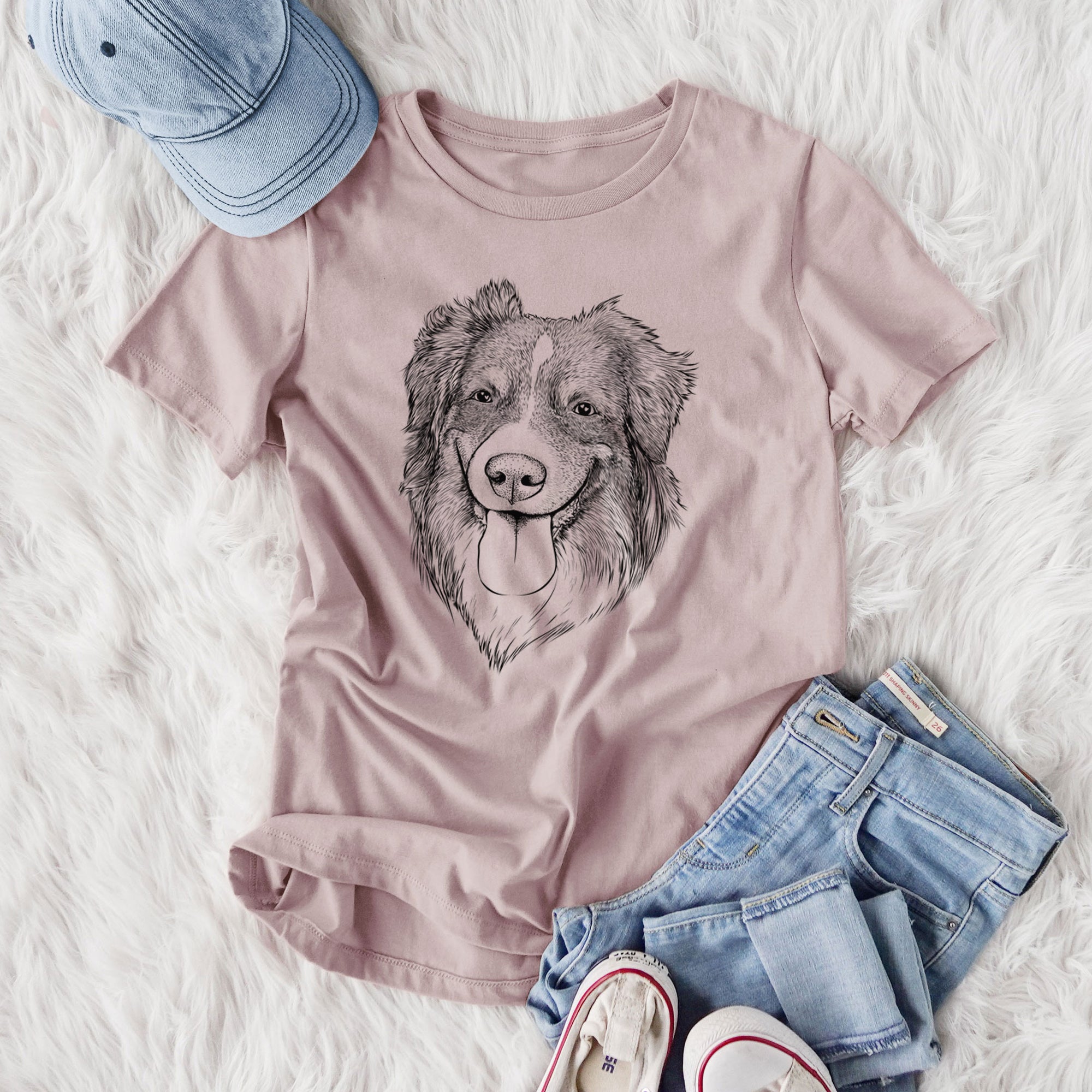 Bare Siena the Australian Shepherd - Women's Lightweight Relaxed Fit 100% Cotton Crewneck