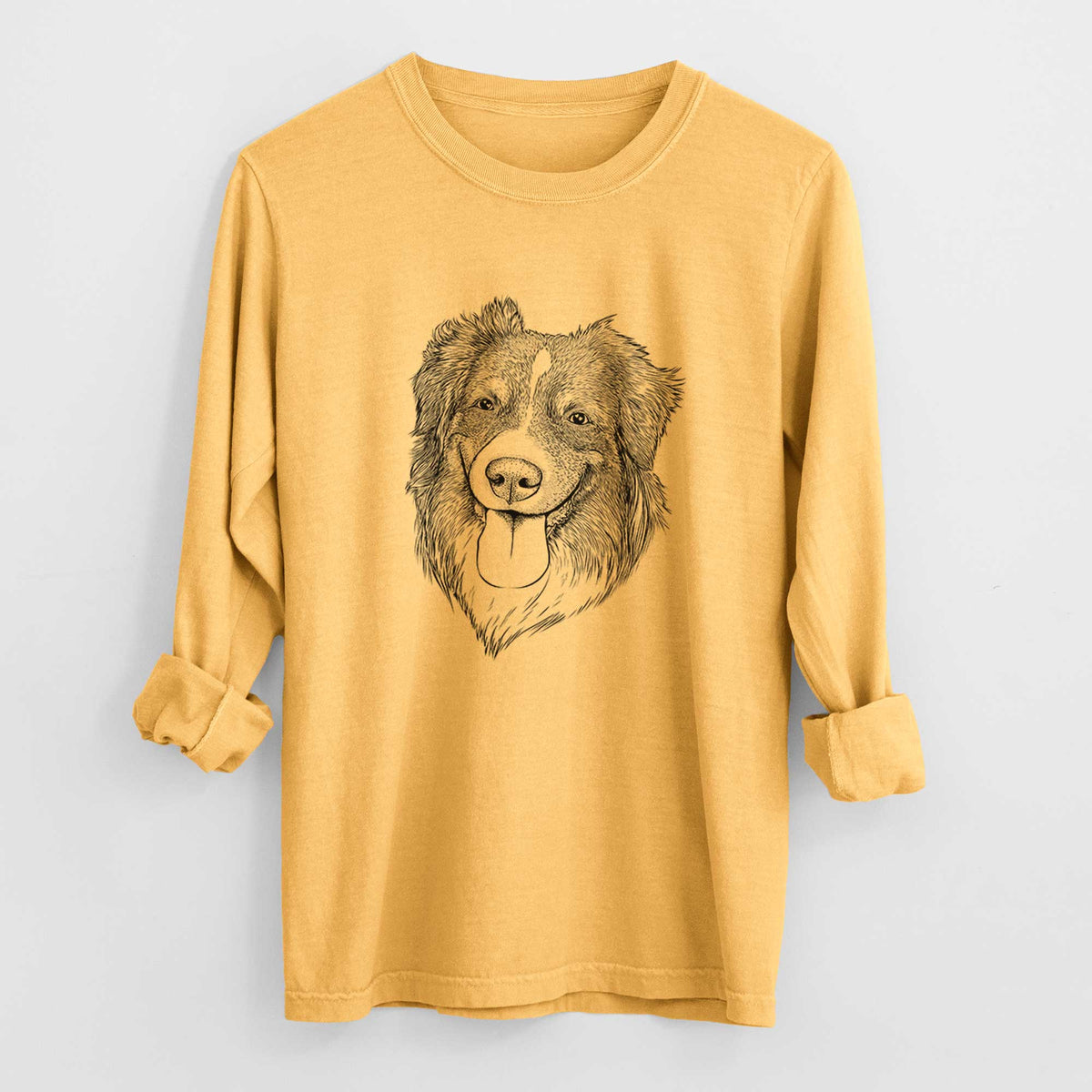 Bare Siena the Australian Shepherd - Men's Heavyweight 100% Cotton Long Sleeve