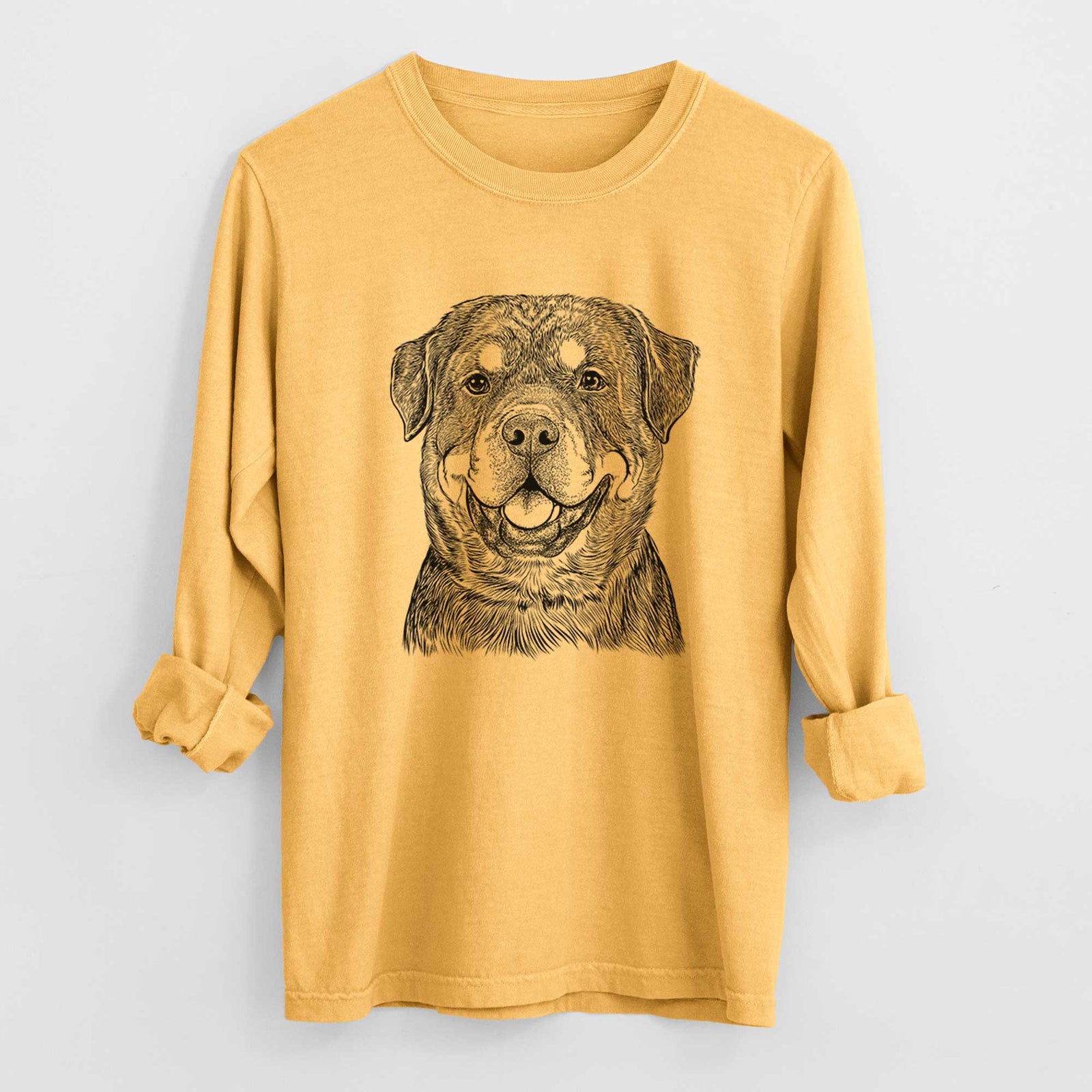 Bare Sig the Rottweiler - Men's Heavyweight 100% Cotton Long Sleeve