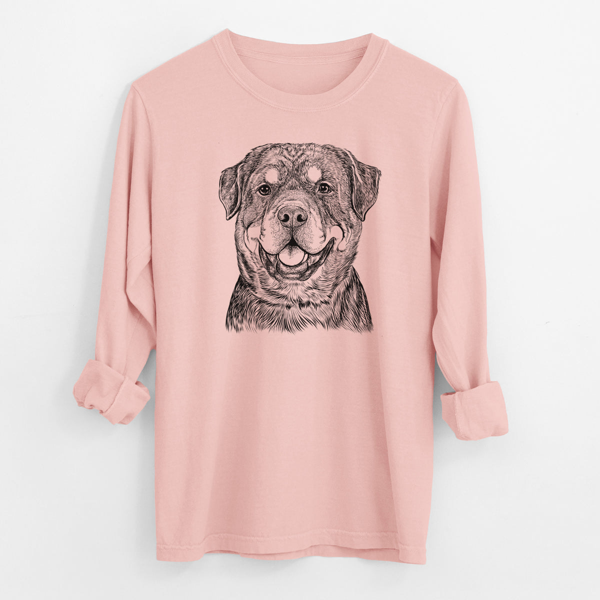 Bare Sig the Rottweiler - Men's Heavyweight 100% Cotton Long Sleeve