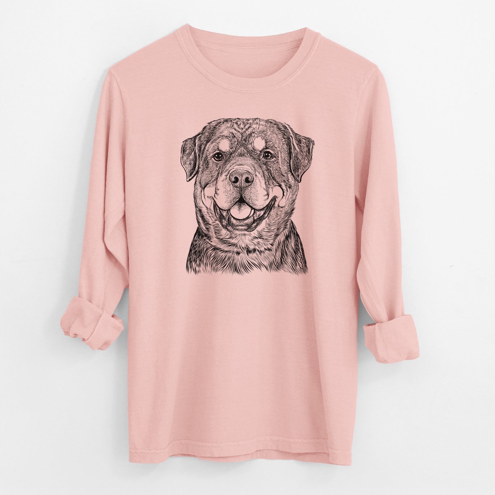 Bare Sig the Rottweiler - Men's Heavyweight 100% Cotton Long Sleeve