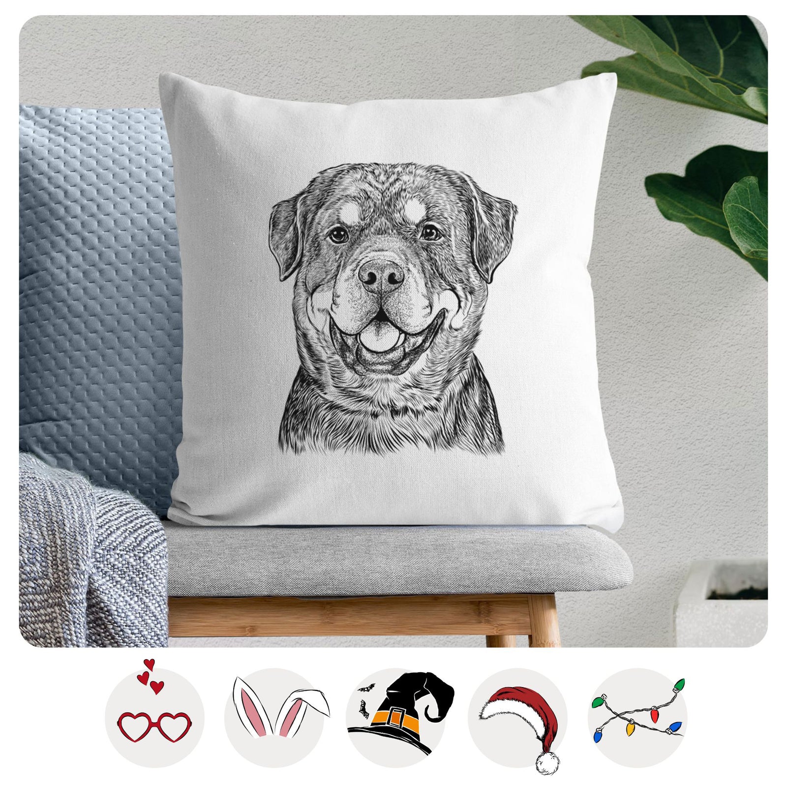 Sig the Rottweiler - Throw Pillow Cover