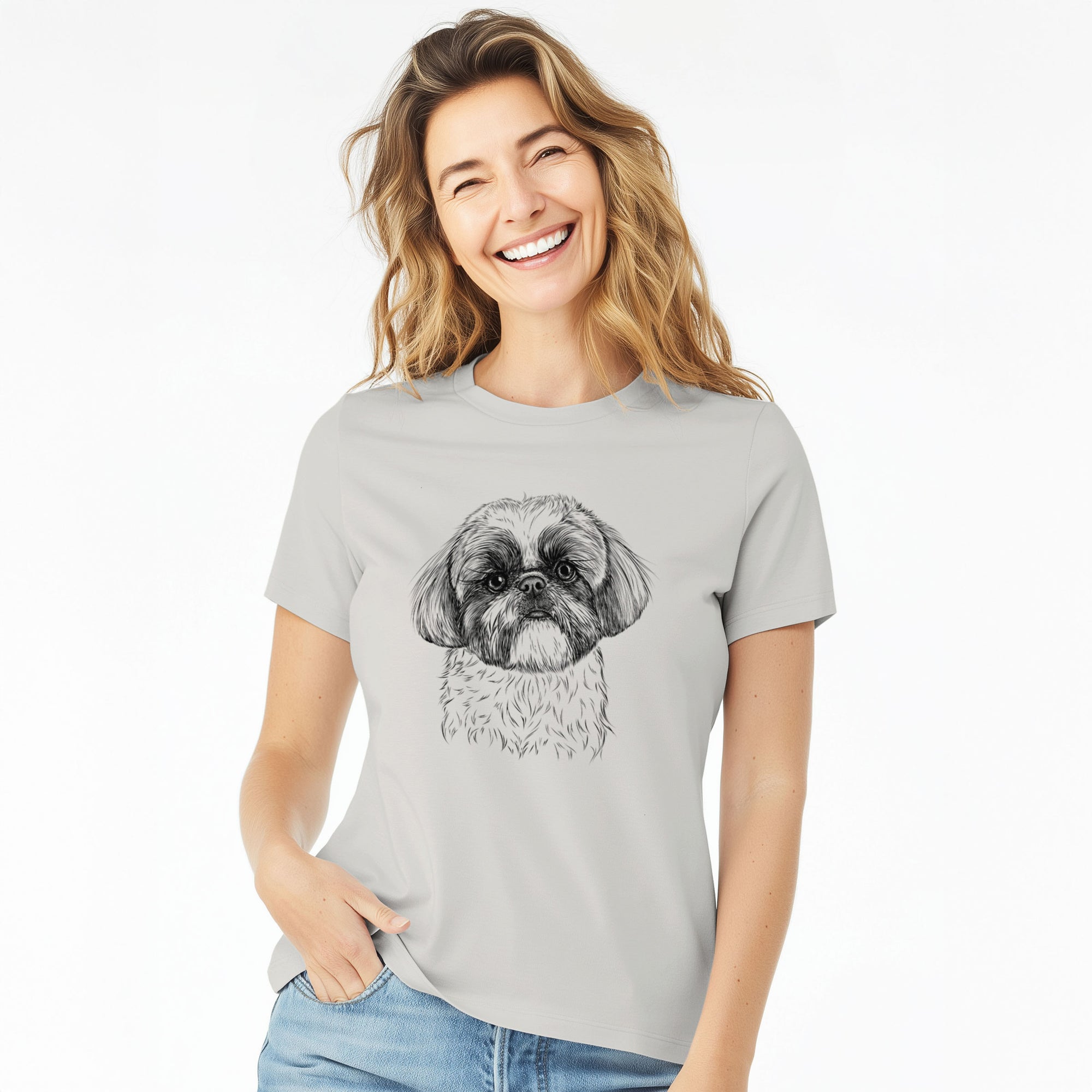 Bare Simon the Shih Tzu - Women's Lightweight Relaxed Fit 100% Cotton Crewneck