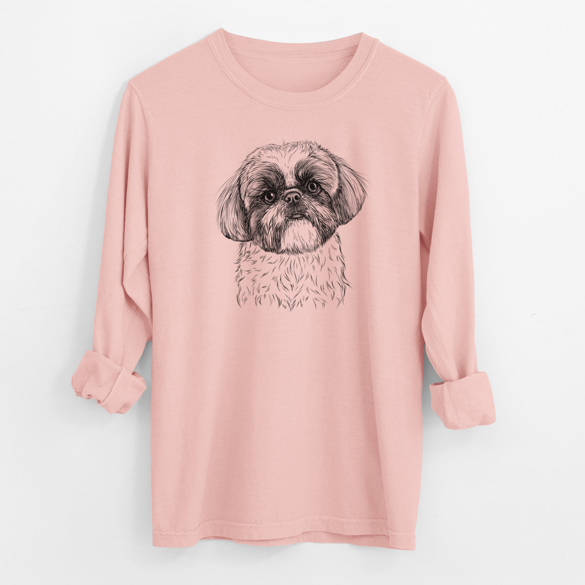 Bare Simon the Shih Tzu - Men's Heavyweight 100% Cotton Long Sleeve