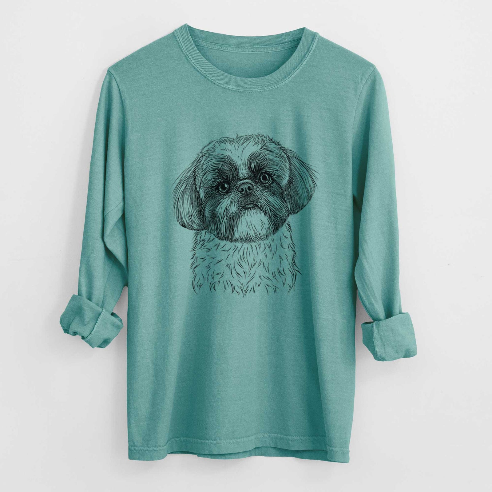 Bare Simon the Shih Tzu - Men's Heavyweight 100% Cotton Long Sleeve