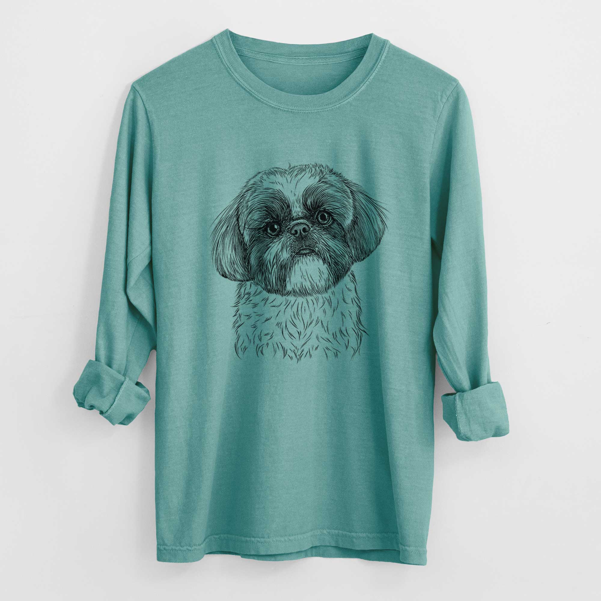 Bare Simon the Shih Tzu - Men's Heavyweight 100% Cotton Long Sleeve