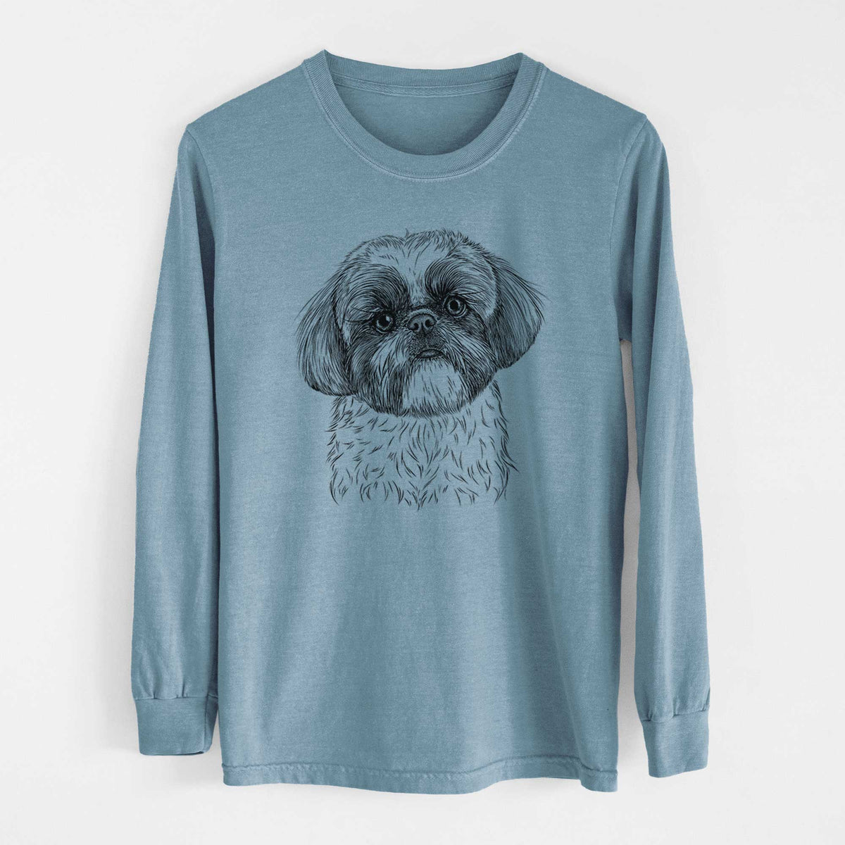 Bare Simon the Shih Tzu - Men's Heavyweight 100% Cotton Long Sleeve