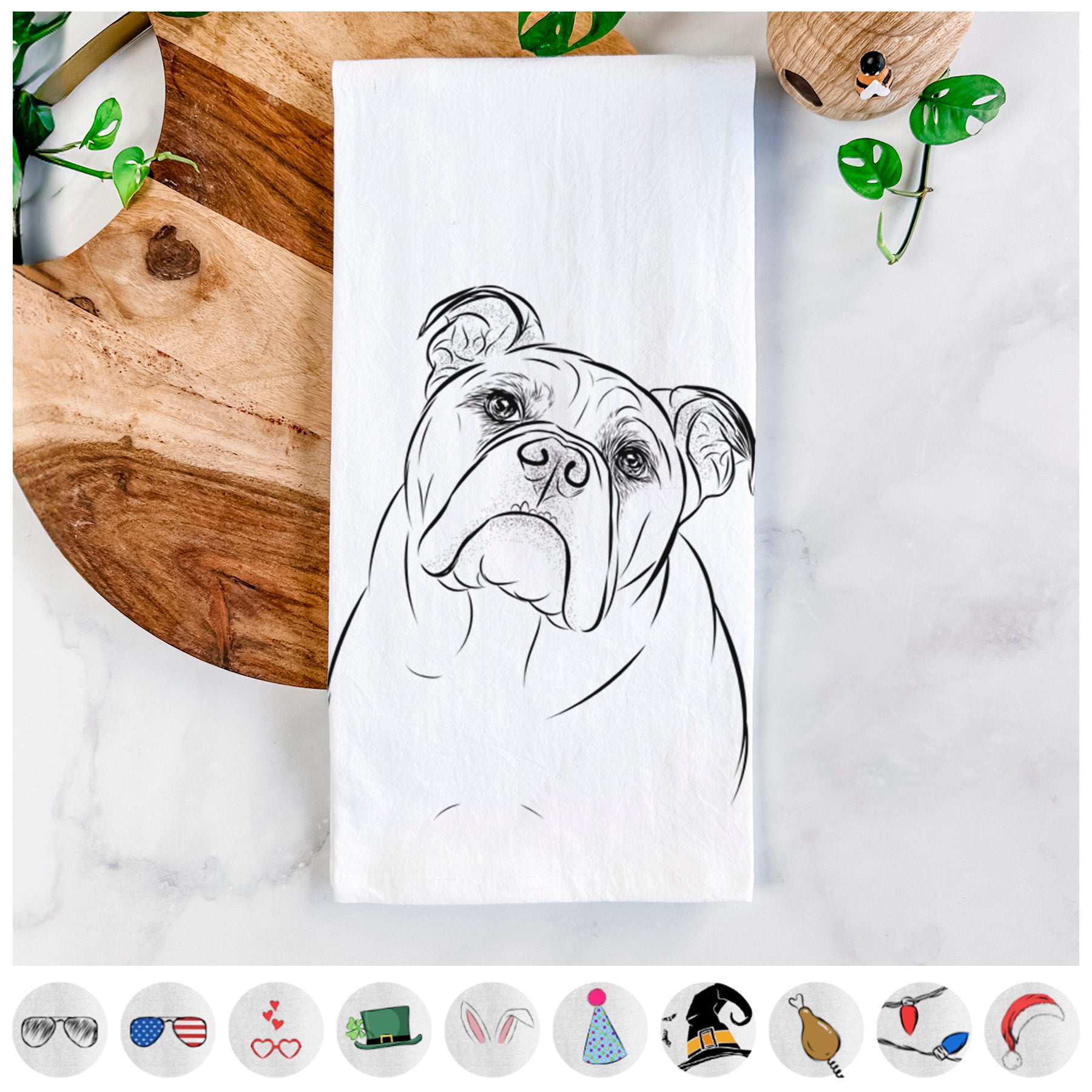 Sir Louis the English Bulldog Tea Towel