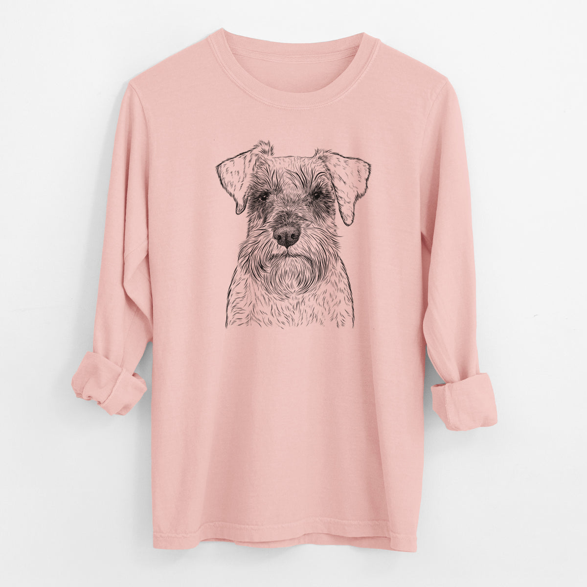 Bare Smokey the Miniature Schnauzer - Men's Heavyweight 100% Cotton Long Sleeve