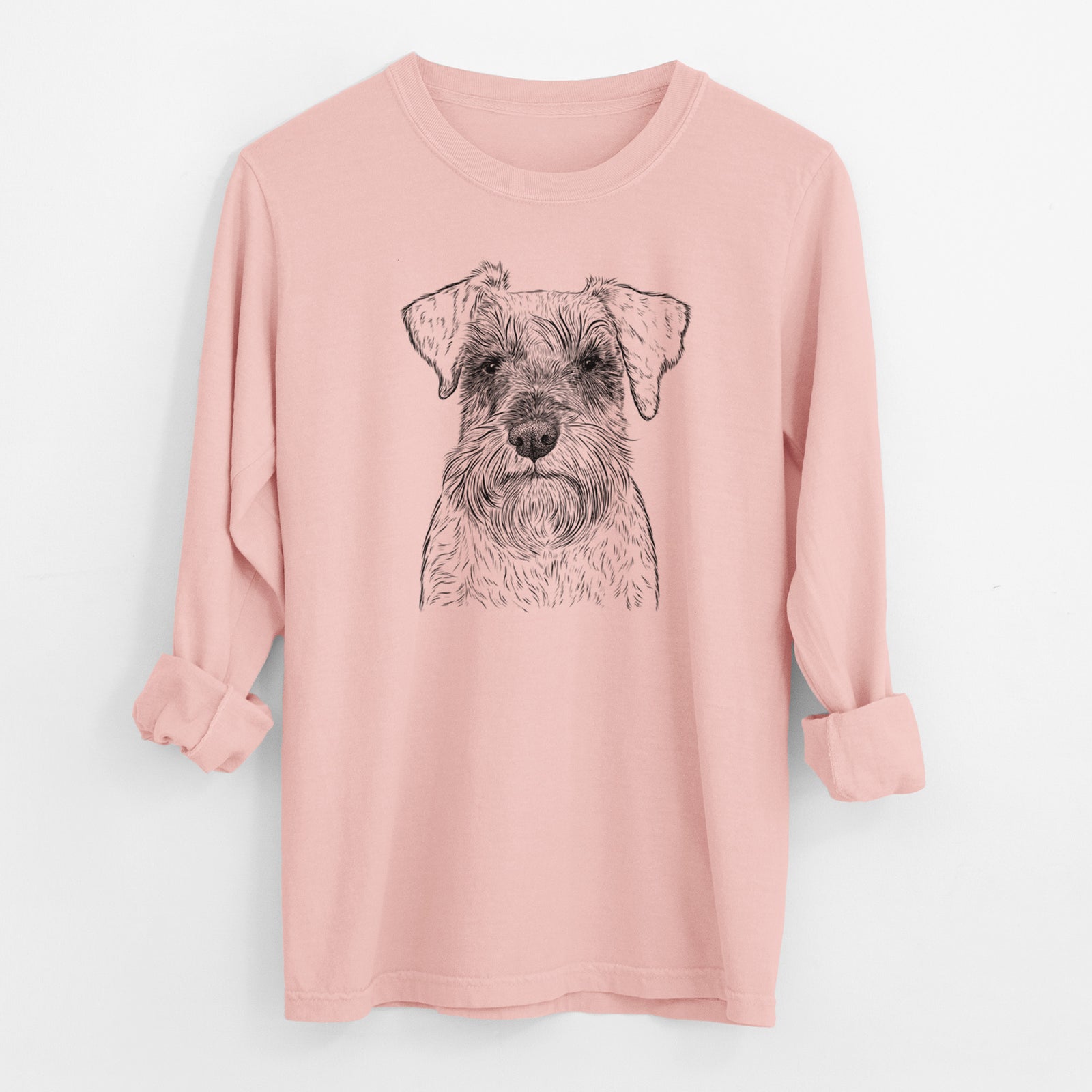Bare Smokey the Miniature Schnauzer - Men's Heavyweight 100% Cotton Long Sleeve
