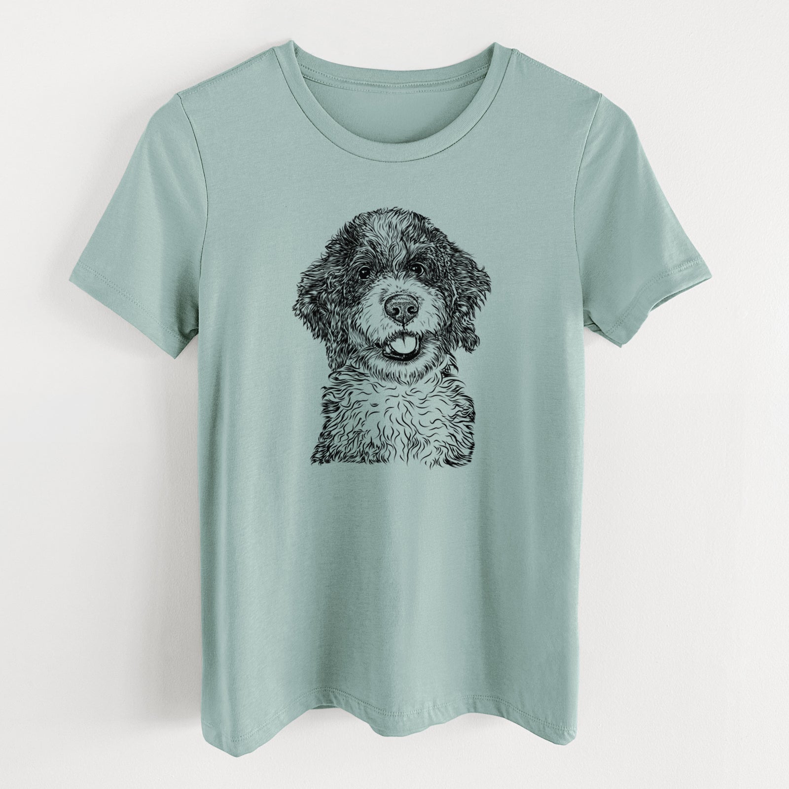 Bare Smoky the Bernedoodle Puppy - Women's Lightweight Relaxed Fit 100% Cotton Crewneck